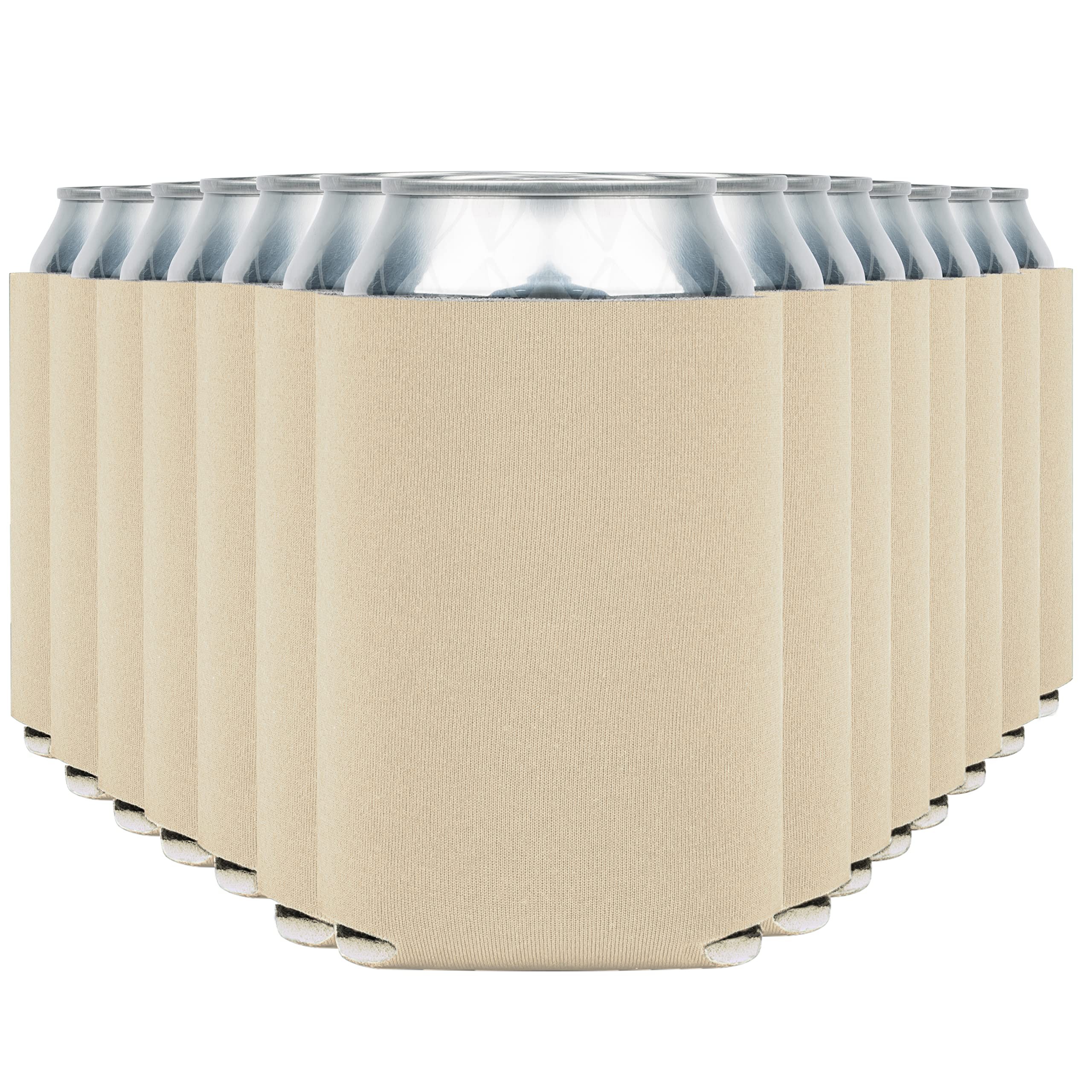 Blank Beer Can Cooler Sleeves (60-Pack) Soft Insulated Beer Can Coolies - HTV Friendly Blank Koolies in Bulk for Beer Cans &amp; Bottles - Coolie Blanks for Vinyl Projects &amp; Wedding Favors (Sand)