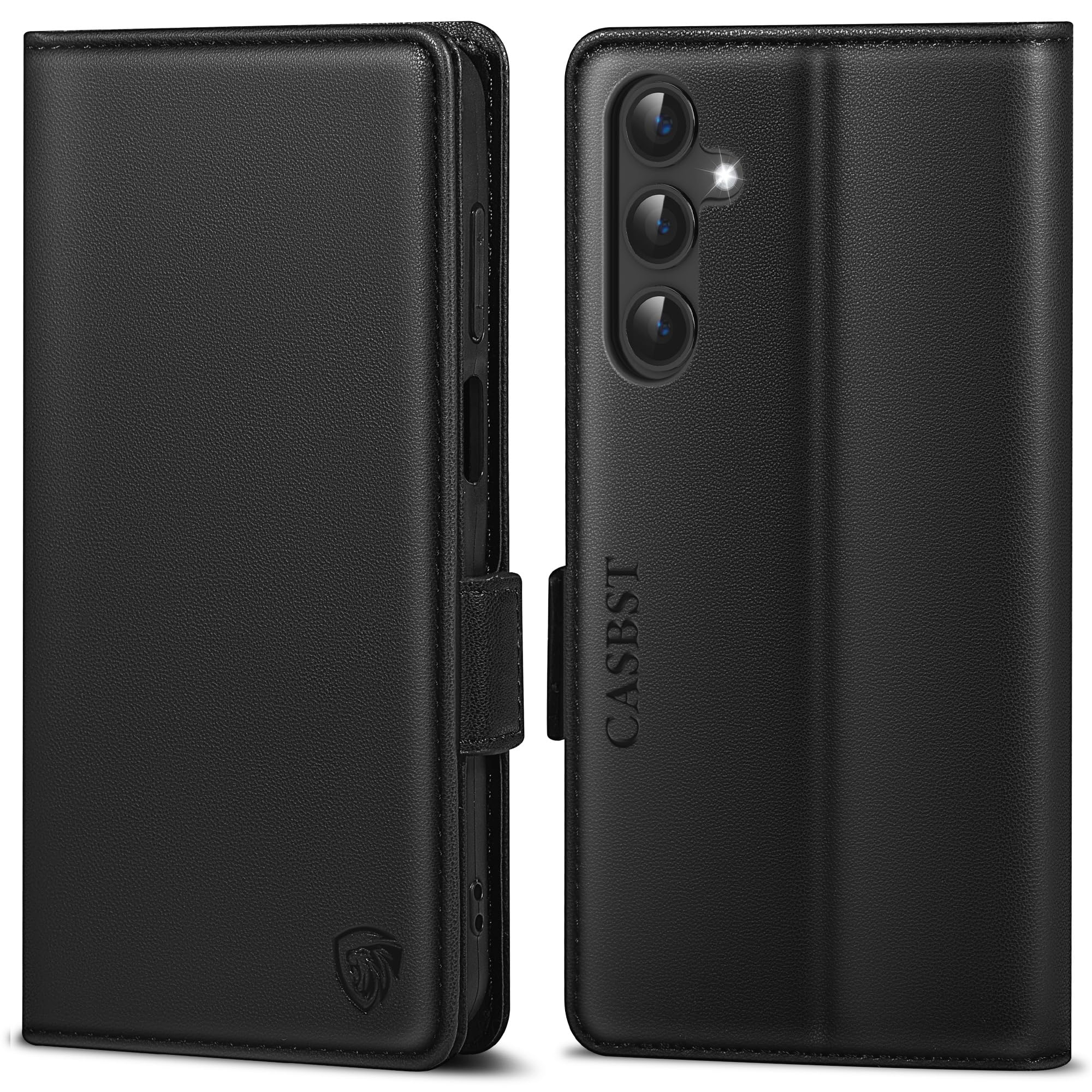CASBST Handyhülle für Samsung Galaxy A50/A30S Hülle, Premium Leder Schutzhülle Klappbar für Samsung Galaxy A50 Flip Case mit Kartenfach Ständer Magnet Klapphülle für Samsung A50 Hülle (Schwarz)