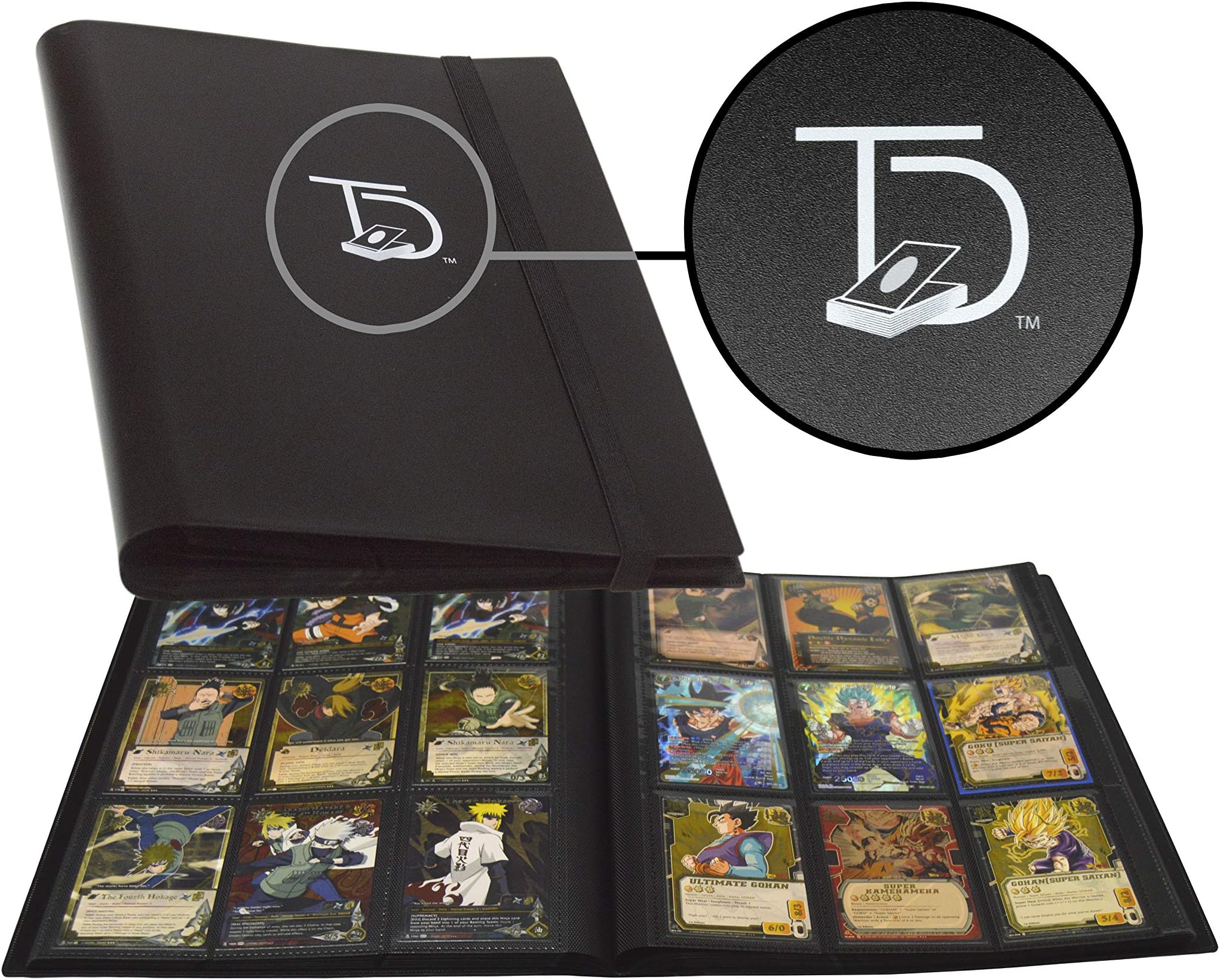 TopDeck500+ Card Folder - 9 Pocket Page Album Side Load Secure Storage Sleaves - Compatible with Pokemon/Yugioh/TCG/MTG/CCG Trading and Sports Binder - Black