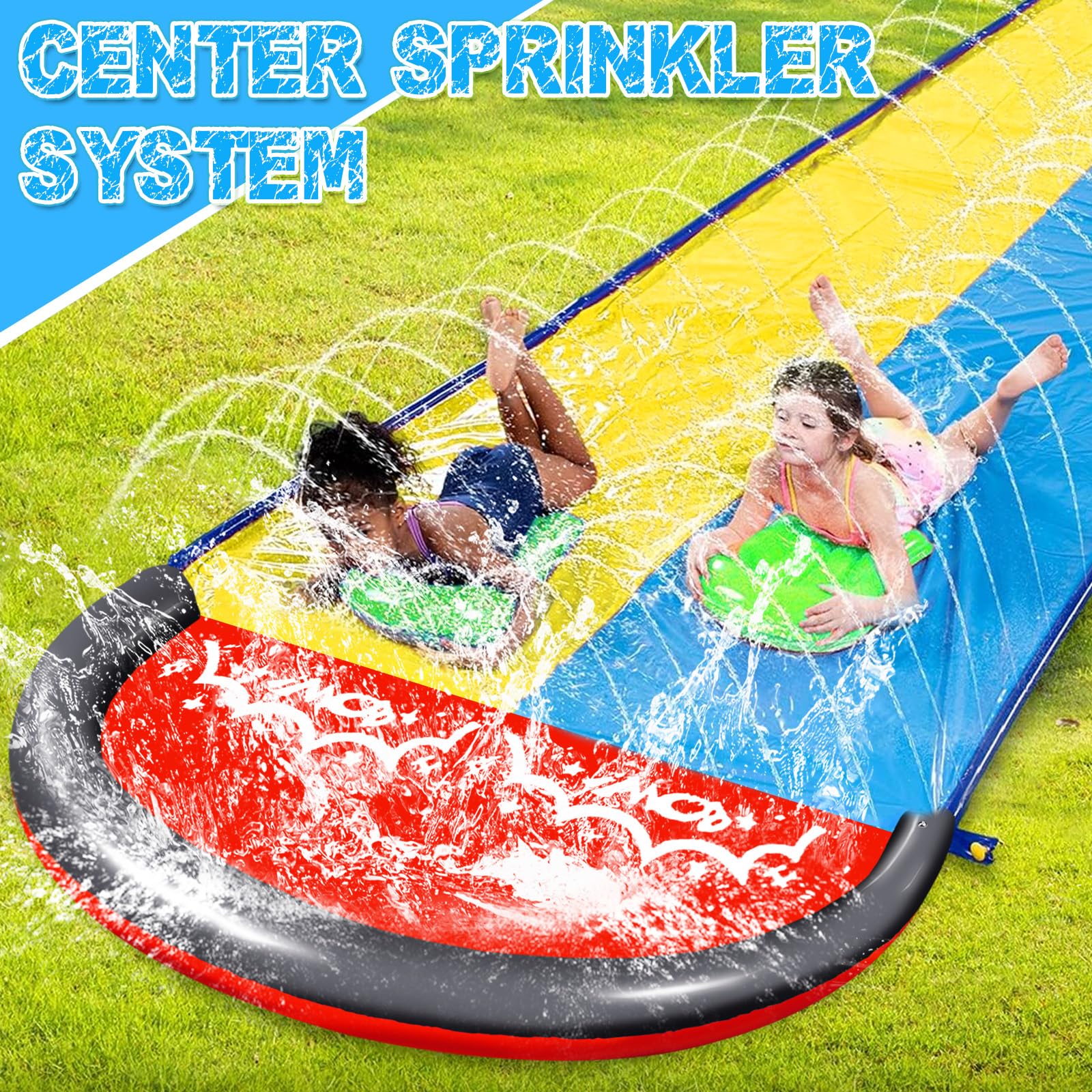 CHANCCI Water Slides 15.7ft/480cm, Water Slide Mat With 2 Inflatable Boards - Image 2