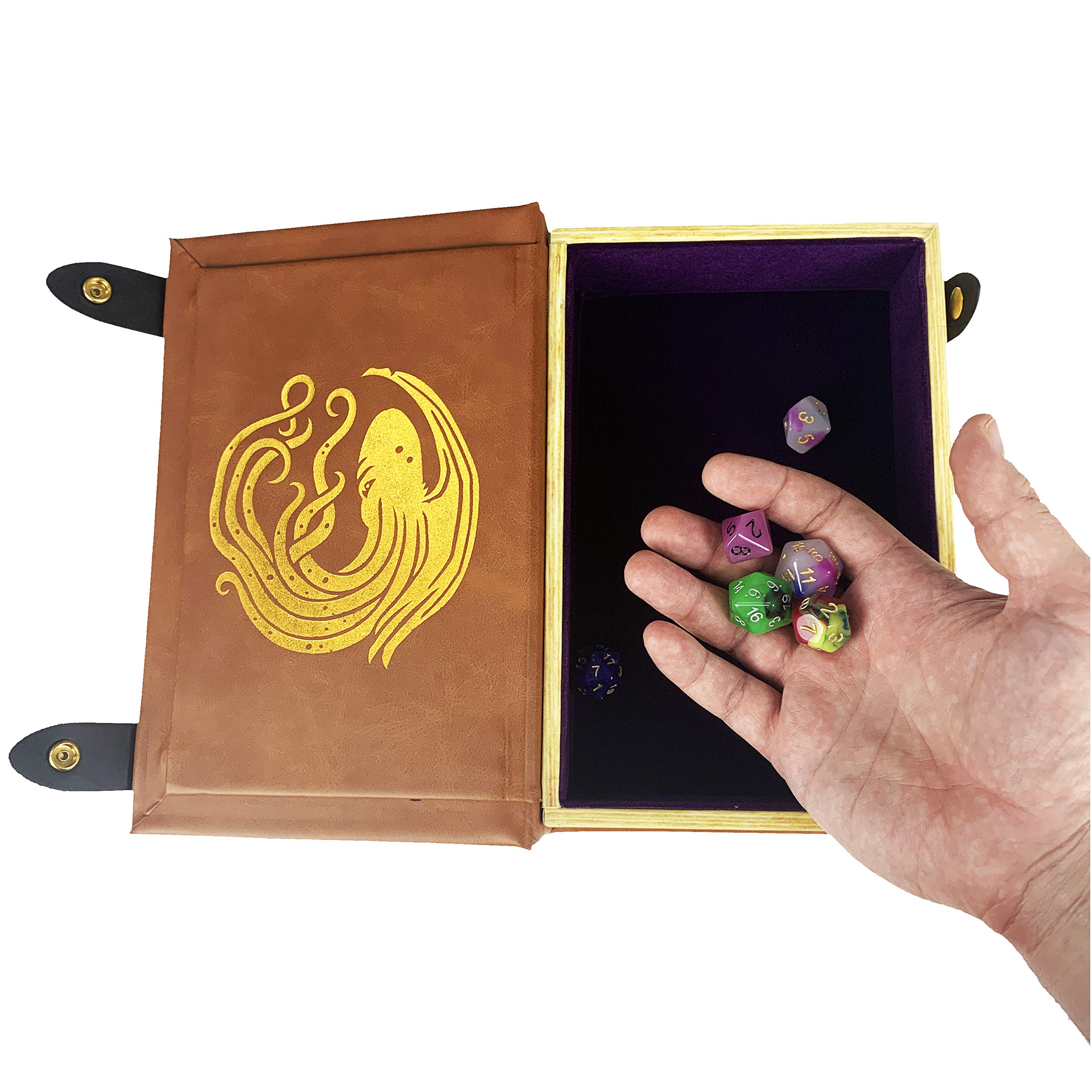 Plateau De Dés Fantasydice En Forme De Livre – Dragon De Feu Doré/Violet – Pour D&D Et RPG