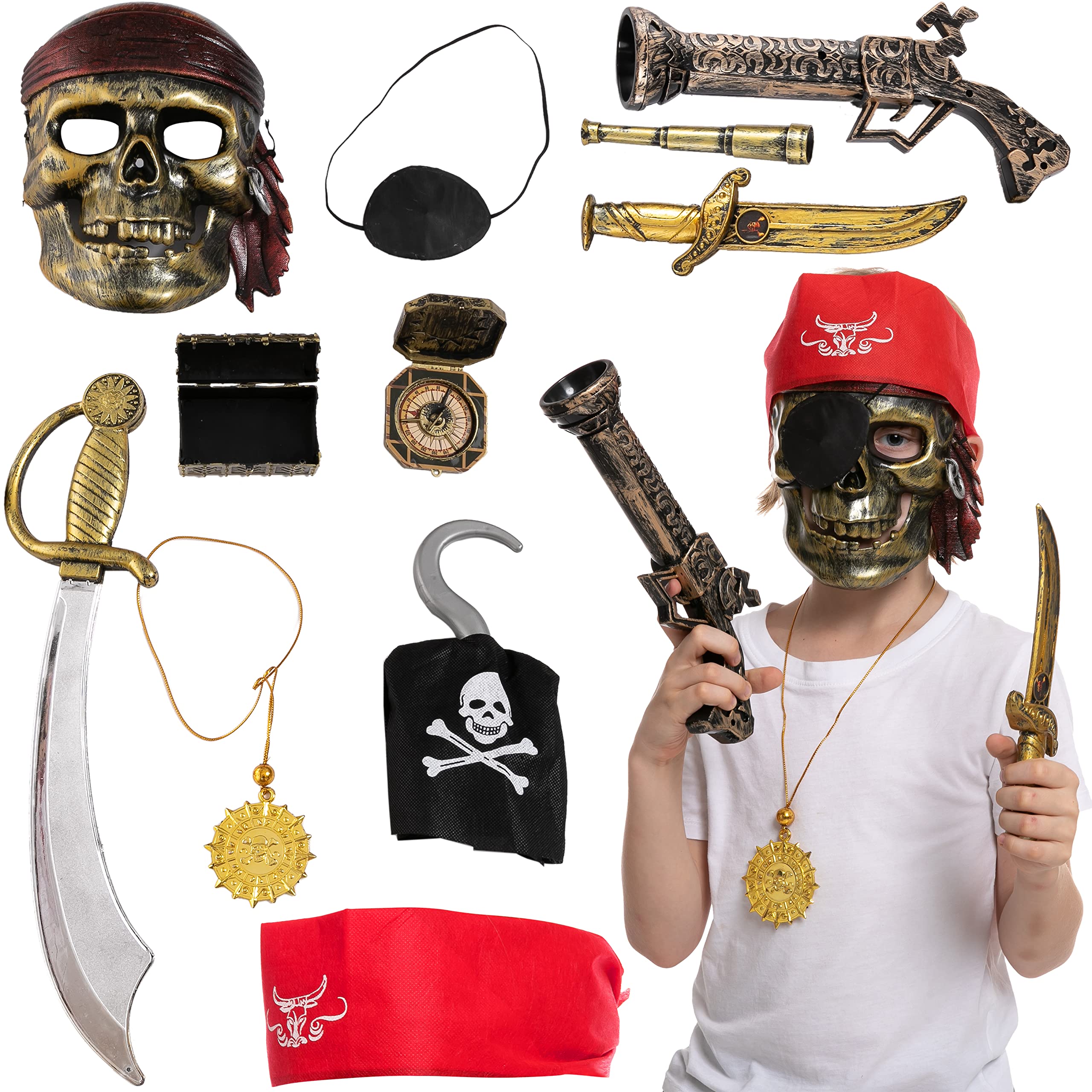Buy JOYIN 10 Piece Halloween Pirate Costume Accessories, Pirate Cosplay Role Play Set Decoration