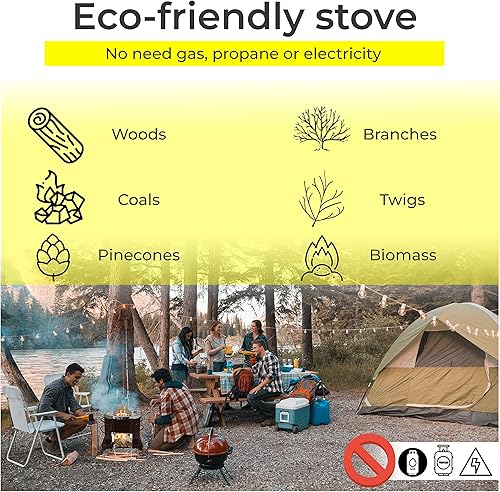 Miniatura 7 de SIMOND STORE Estufa de campamento al aire libre estufa de cohete portátil de leña estufa de biomasa sin humo para supervivencia mochileros cocina al