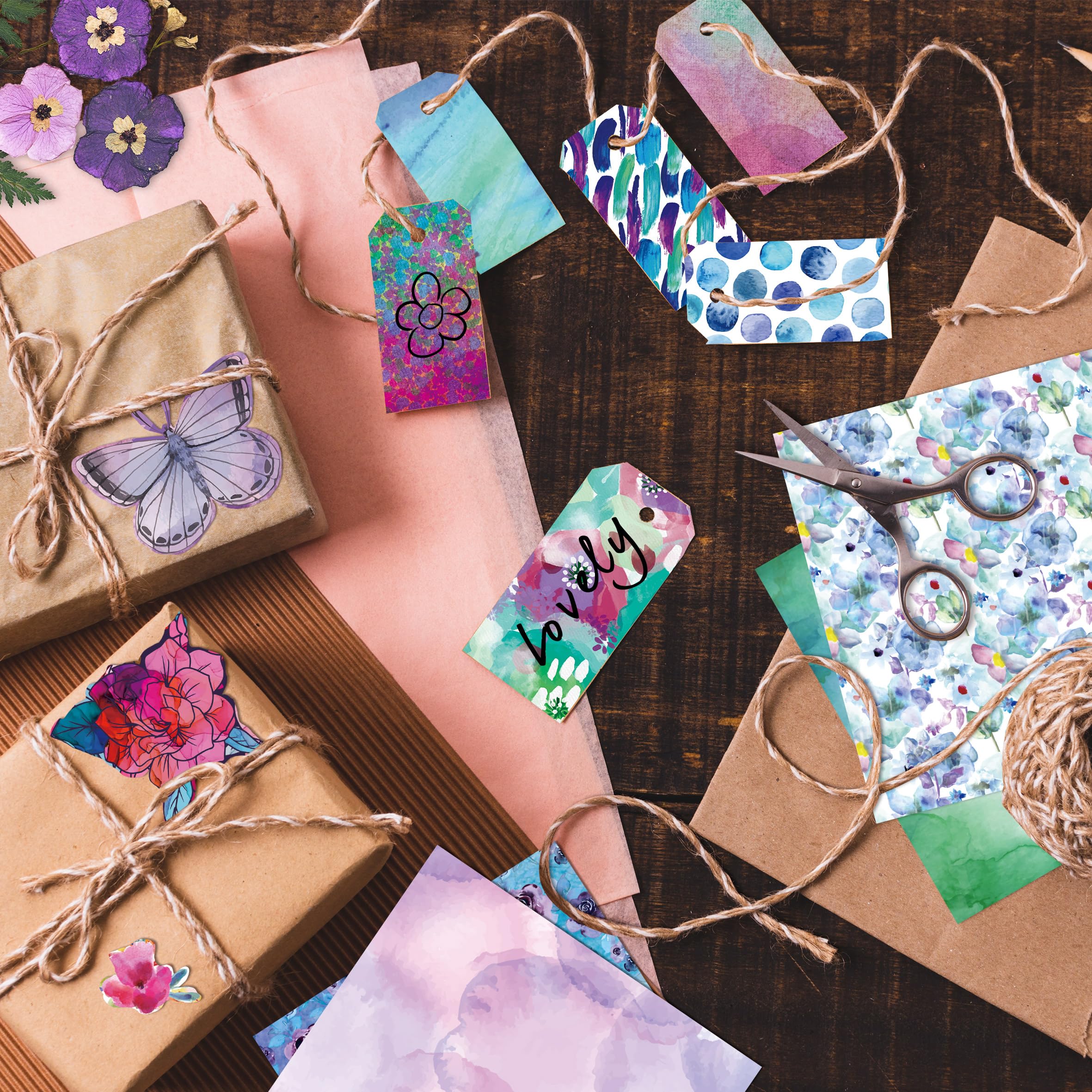 Opakowanie 48 arkuszy papieru dekoracyjnego 6 x 16,5 cala flora akwarela papier do tworzenia kartek planer origami scrapbooking papier materiały materiały materiały eksploatacyjne