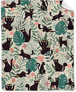 BUYYET Floral Cat Fleece Flannel Gift Blanket Lightweight Soft Throw Blanket Cute Cozy Blanket for Bed Couch Travel Outdoor 30'x 40' for Baby/Pets