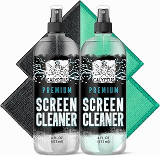 Screen Cleaner Spray Kit | (2X) 4oz Sprayer Bottles + (4X) Microfiber Cleaning Cloth | Smart Phone, Laptop, iPad, iPhone, MacBook, Computer Monitor, TV, Tesla, Touchscreen, Electronic Device Cleaner