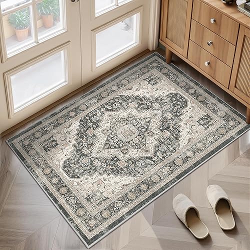 Miniatura 103 de Alfombras de área de 8 x 10 pies para sala de estar, vintage lavable con parte trasera antideslizante, resistente a las manchas, alfombra de área