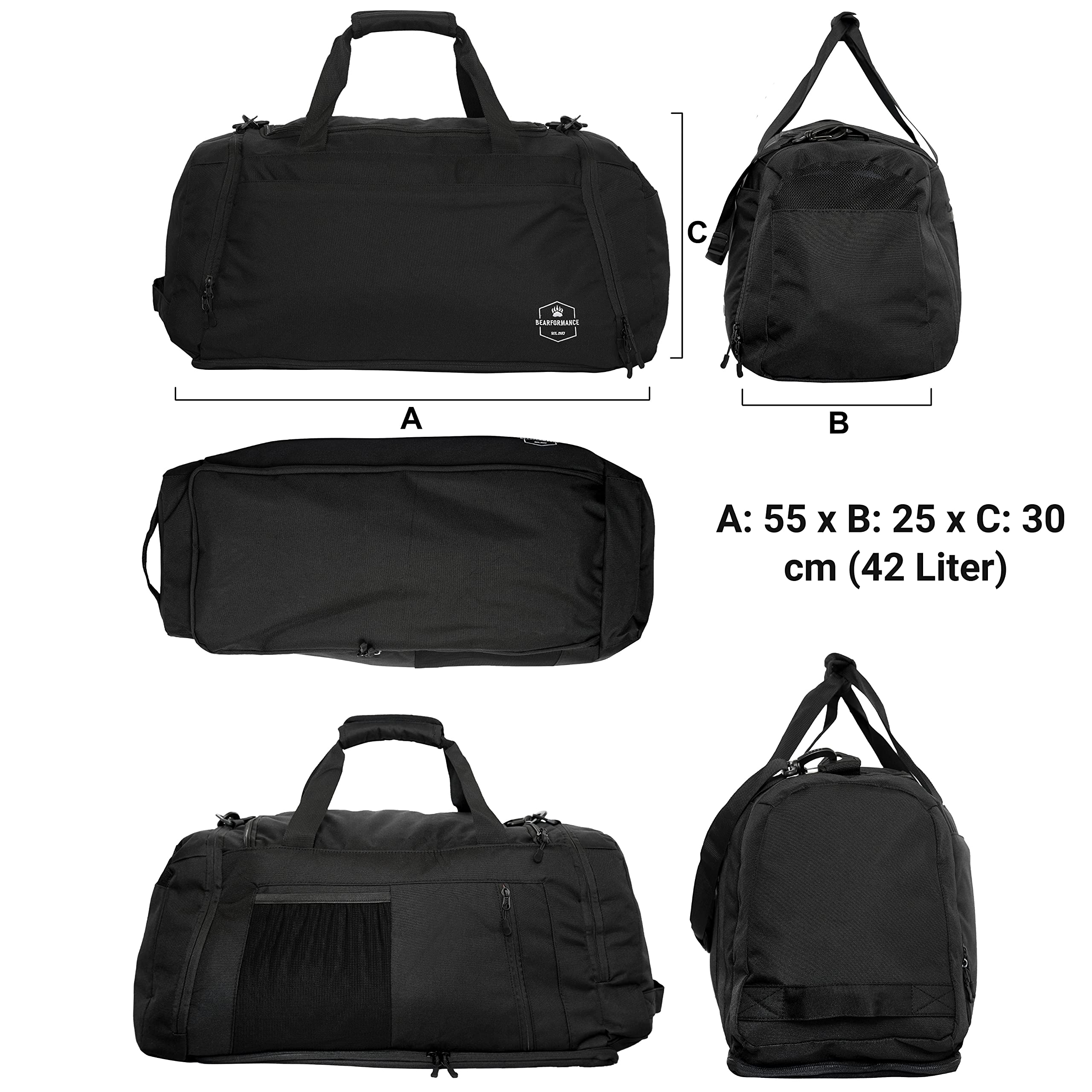 Ultimate Sportbag – Borsa sportiva per uomini e donne con scomparto extra per scarpe e scomparto umido con funzione zaino per sport, allenamento, ym, viaggio