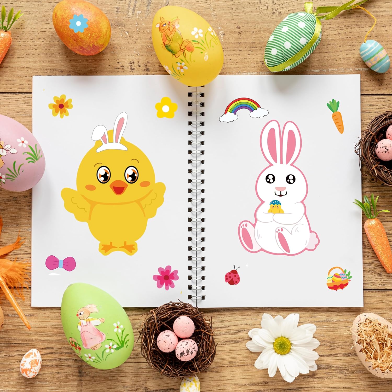 48 Sheets Easter Stickers Crafts for Kids, Make Your Own Easter Egg Stickers Basket Stuffers for Toddler, Easter Crafts Gifts for Kids Party Favor Decorations Supplies