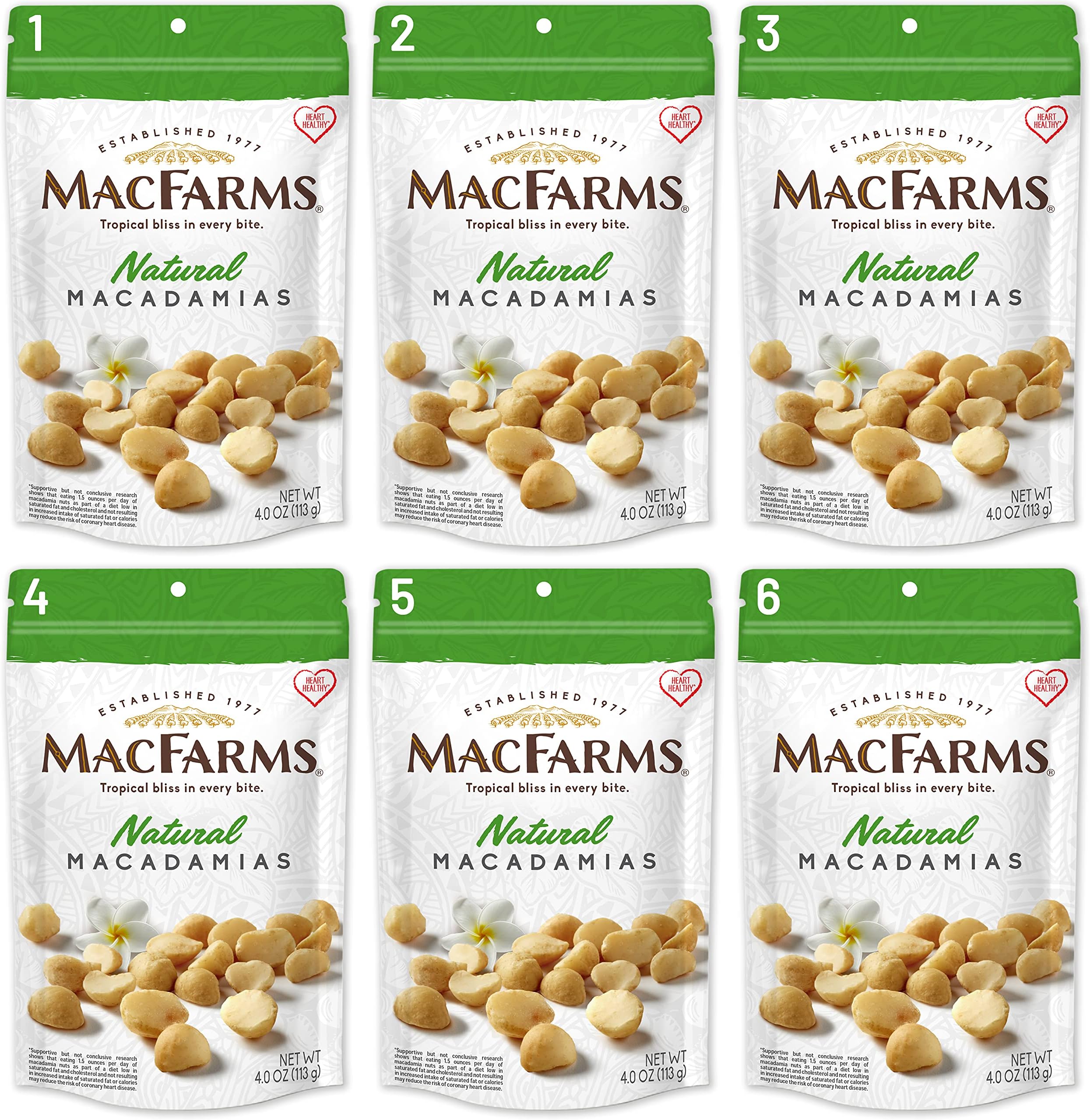 MacFarms Dry Roasted Natural Macadamia Nuts, Unsalted 4 OZ