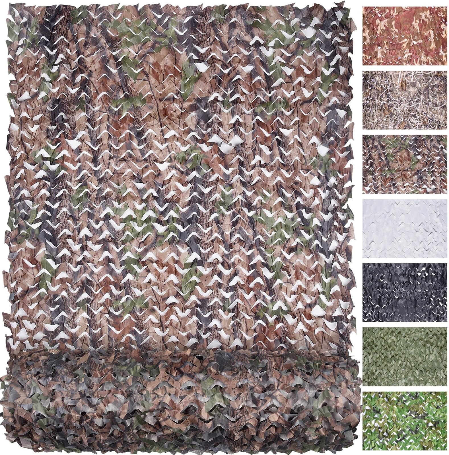 FLYEGO Camo Netting Camouflage Netting, Bulk Roll Mesh Nets Camo Tarp for Hunting Blind Sunshade Car Cover Military Party Decorations Camping Shooting