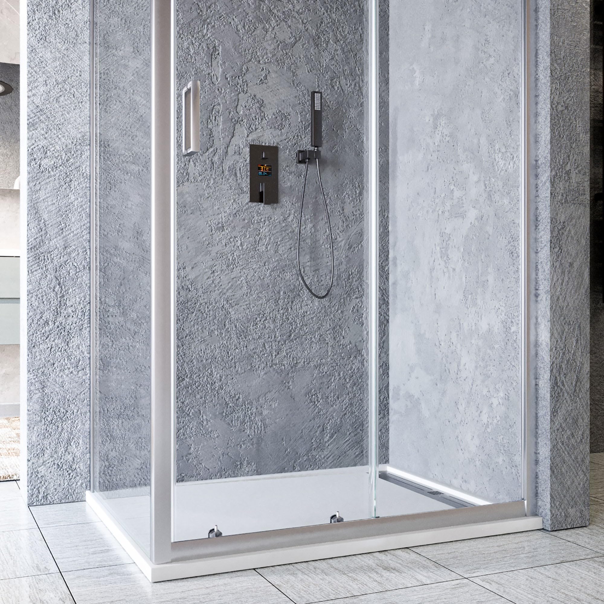 Box doccia 2 lati scorrevole e 1 lato fisso MATIAS h 195 cm - Misura 90x140