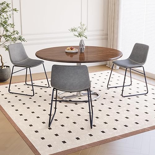 Miniatura 3 de HeuGah Juego de 2 sillas de comedor de piel sintética, sillas de cocina y comedor de 18 pulgadas, sillas de comedor modernas de mediados de siglo