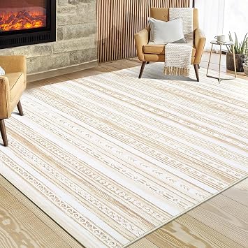 WESTLOOM Washable Area Rugs 4x6 Rug for Living Room Bohemian Rug Soft Rug Throw Rugs for Bedroom Rug Modern Rug Moroccan Rug Geometric Nursery Rug Classroom Rug No Shedding Carpet Brown 4x6