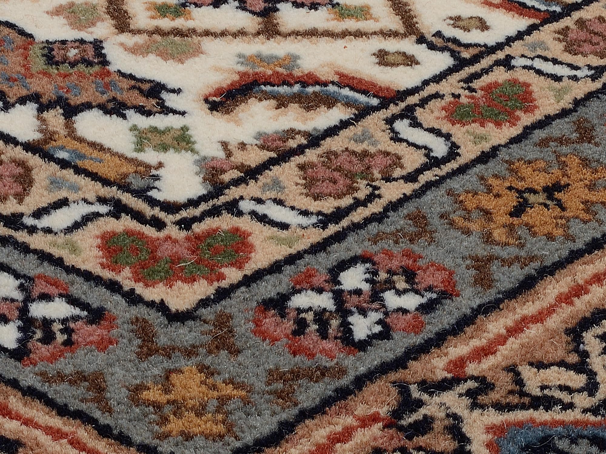 BADOHI HERATI handgeknüpfter Orientteppich Naturfaser Kurzflor hochwertige Qualität in Creme Braun Beige Größe: 60x90 cm Diele, Esszimmer, Flur, Kinde