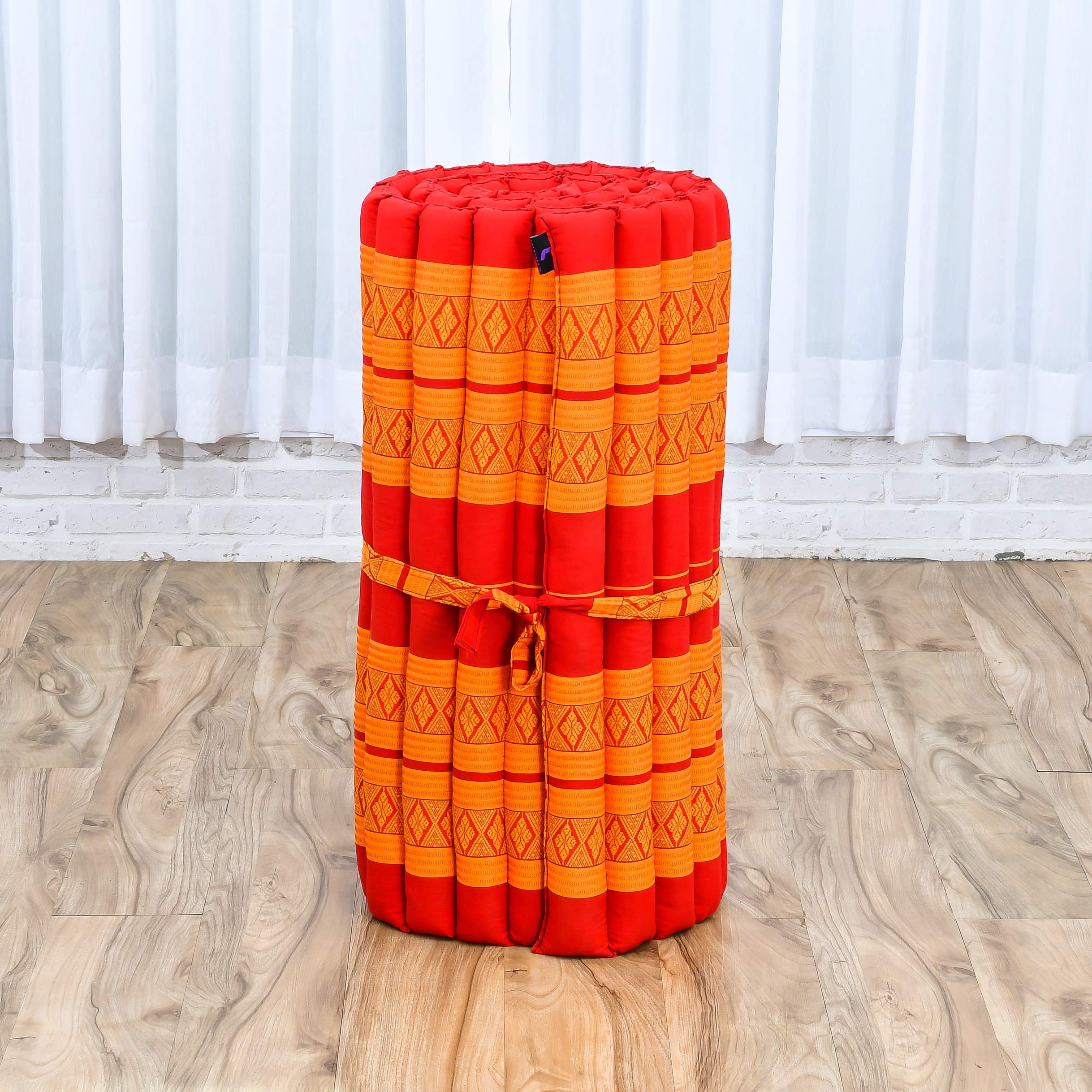 Leewadee Esterilla Thai Enrollable 190 x 70 cm Kapoc Firme | Colchoneta plegable y transpirable para dormir, yoga, meditación & masaje. De viaje, camping o como cama de invitados