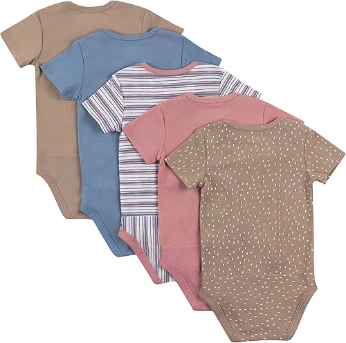 Miniatura 2 de Hanes Ultimate Flexy - Body de manga corta para bebés paquete de 5 unidades marrón polvorientoazulrosa 12-18 meses de EE UU Dusty TanBluePink