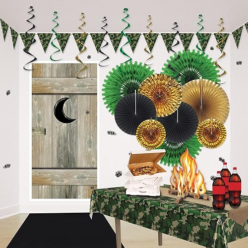 Miniatura 5 de Beistle Mantel de plástico de camuflaje, mantel rectangular de camuflaje para cumpleaños con temática militar, fiestas de campamento, eventos de