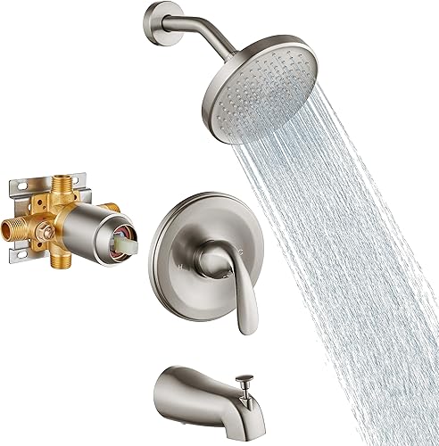 Aolemi Juego de grifo de ducha para bañera con válvula de montaje en pared, kit de molduras de ducha de 6 pulgadas, accesorios de bañera de 6