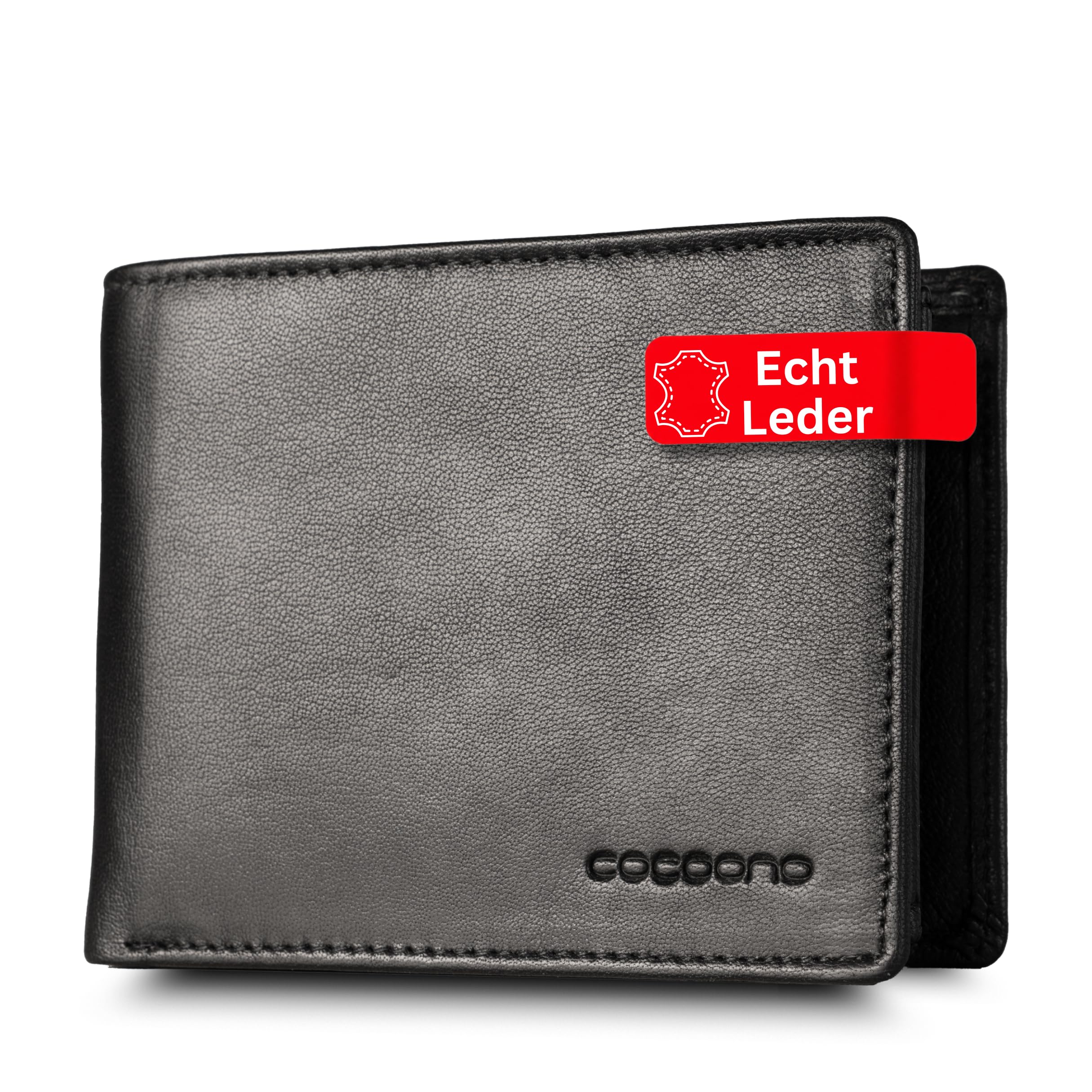 Cocoono Leder Geldbörse Herren mit RFID Schutz I Echtleder Geldbeutel für Männer I Münzbörse Portemonnaie Brieftasche Wallet Portmonee