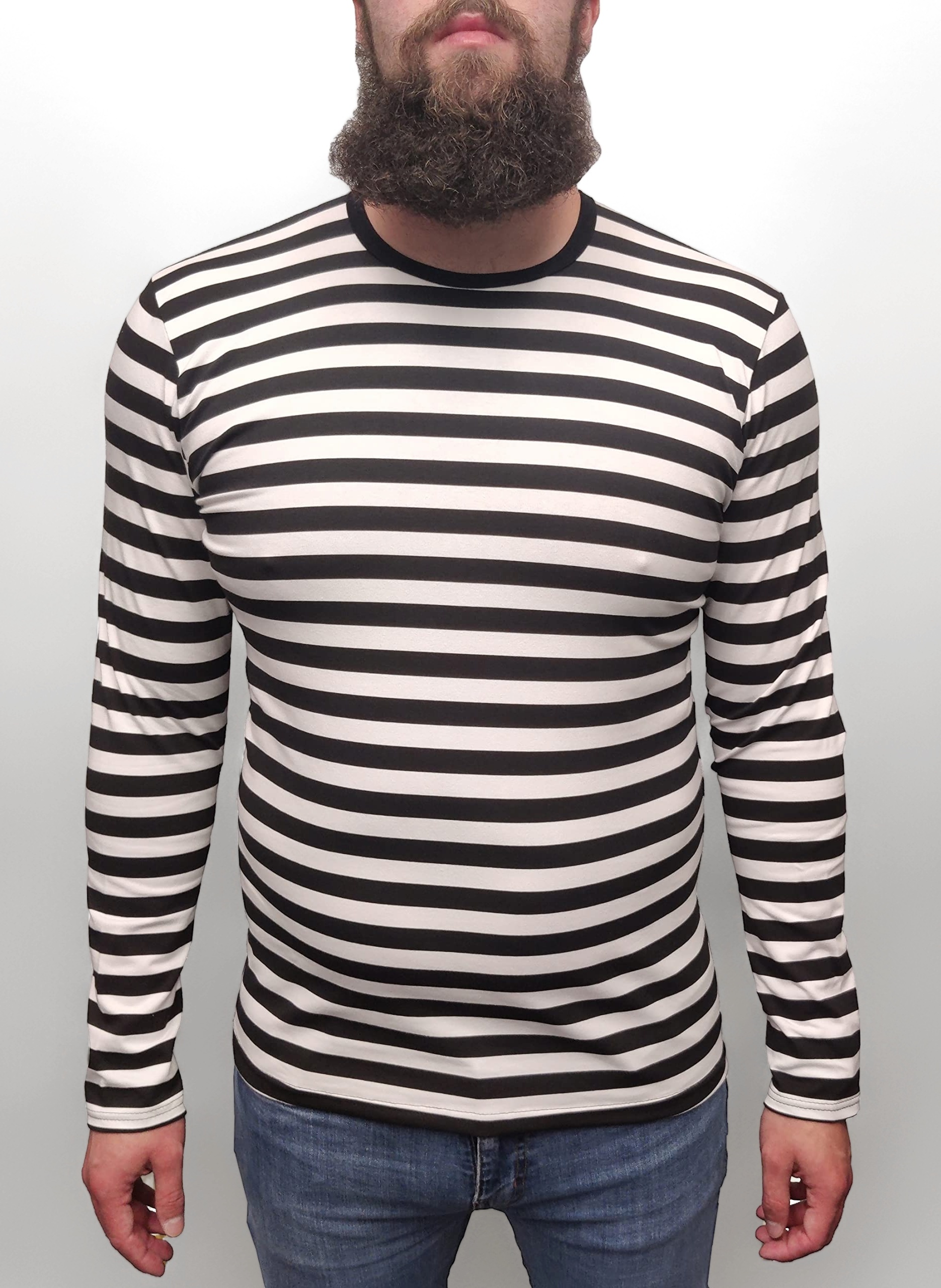 mazeys Mens Indie Black and White Long Sleeved T Shirt