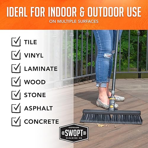 Miniatura 39 de SWOPT Cabezal de escoba en ángulo + cabezal de trapeador de polvo de 12 pulgadas + recogedor de plástico - Kit de limpieza multisuperficie