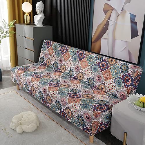 Funda estampada para futón, fundas elásticas para sofá cama, tamaño matrimonial, individual, queen, sin brazos, fundas protectoras con parte