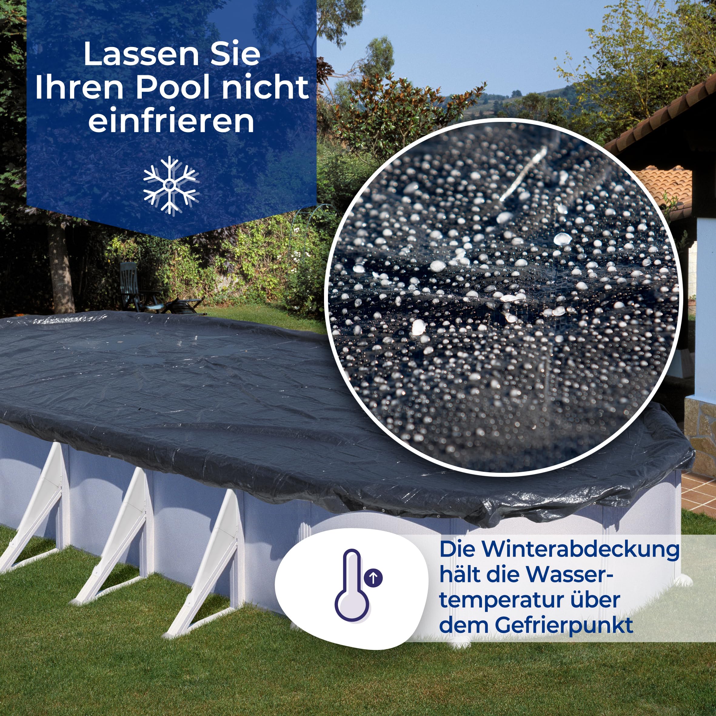 Gre Winterabdeckung Polyethylen 120g/m² ovaler Pool 610x375 cm