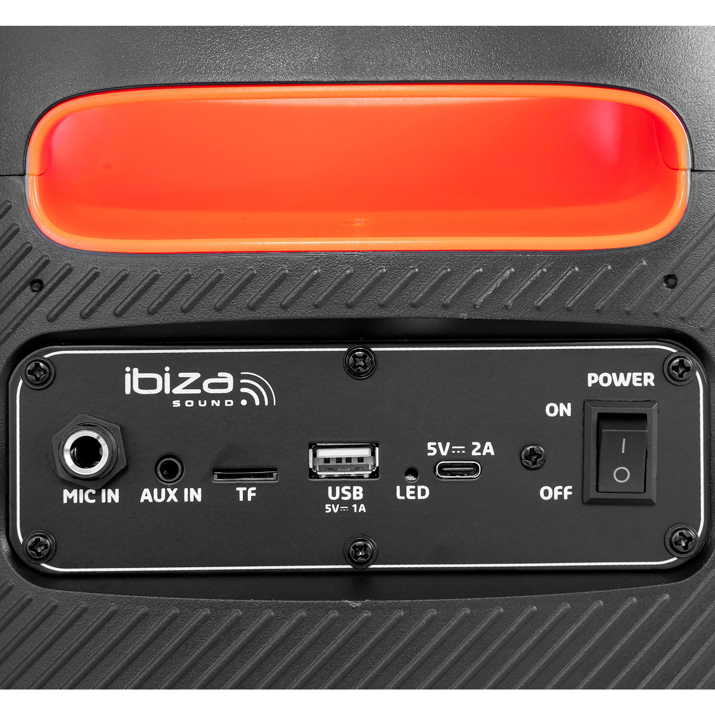 Ibiza - CUBE180 - Altavoz a pilas de 6,5"/16cm 180W con micrófono con cable y efecto de luz - Bluetooth, USB, MicroSD, TWS - Negro
