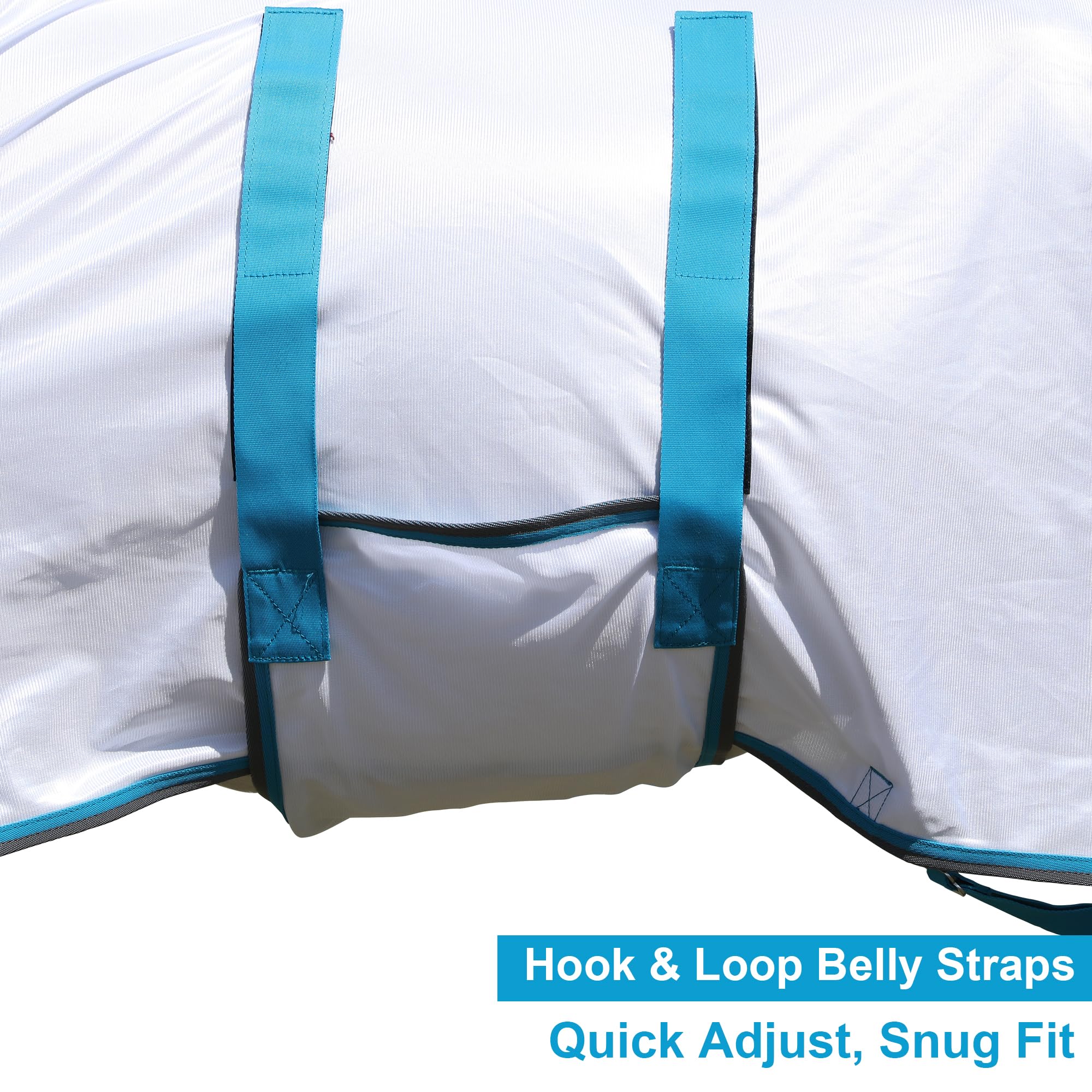 LEAFOREST Sábana de caballo en miniatura con cubierta para el cuello y banda para el vientre | Sábanas de verano de malla transpirable con protección UV para mini caballos, potros, burro, blanco, 147 cm