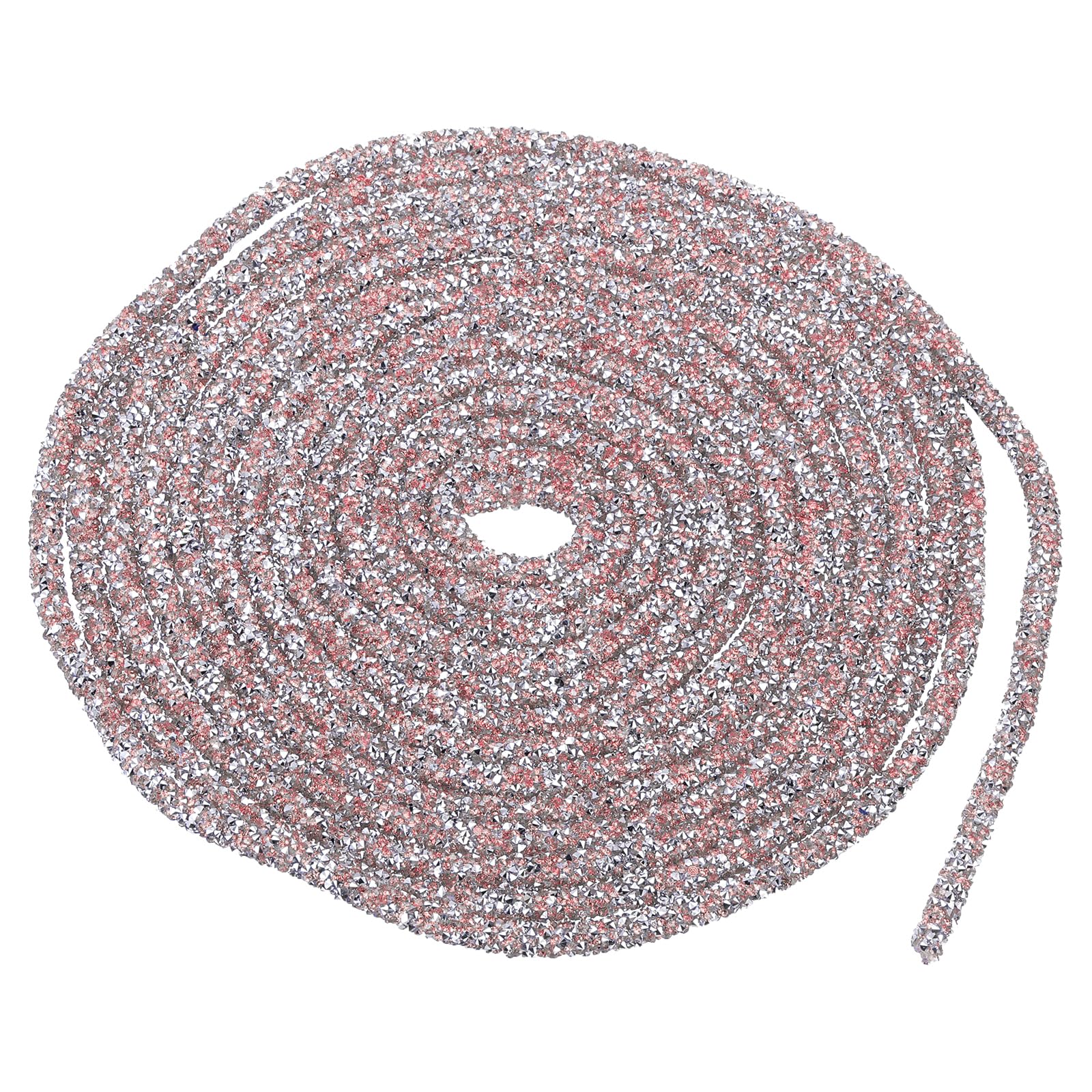 sourcing map 5 Yard 6mm 0.24 inch Glitter Sequins Rope Sequins Rhinestone Tube Cord for DIY Wedding Dresses Costume Clothing Shoes Jewelry Accessory Clear White — view 256