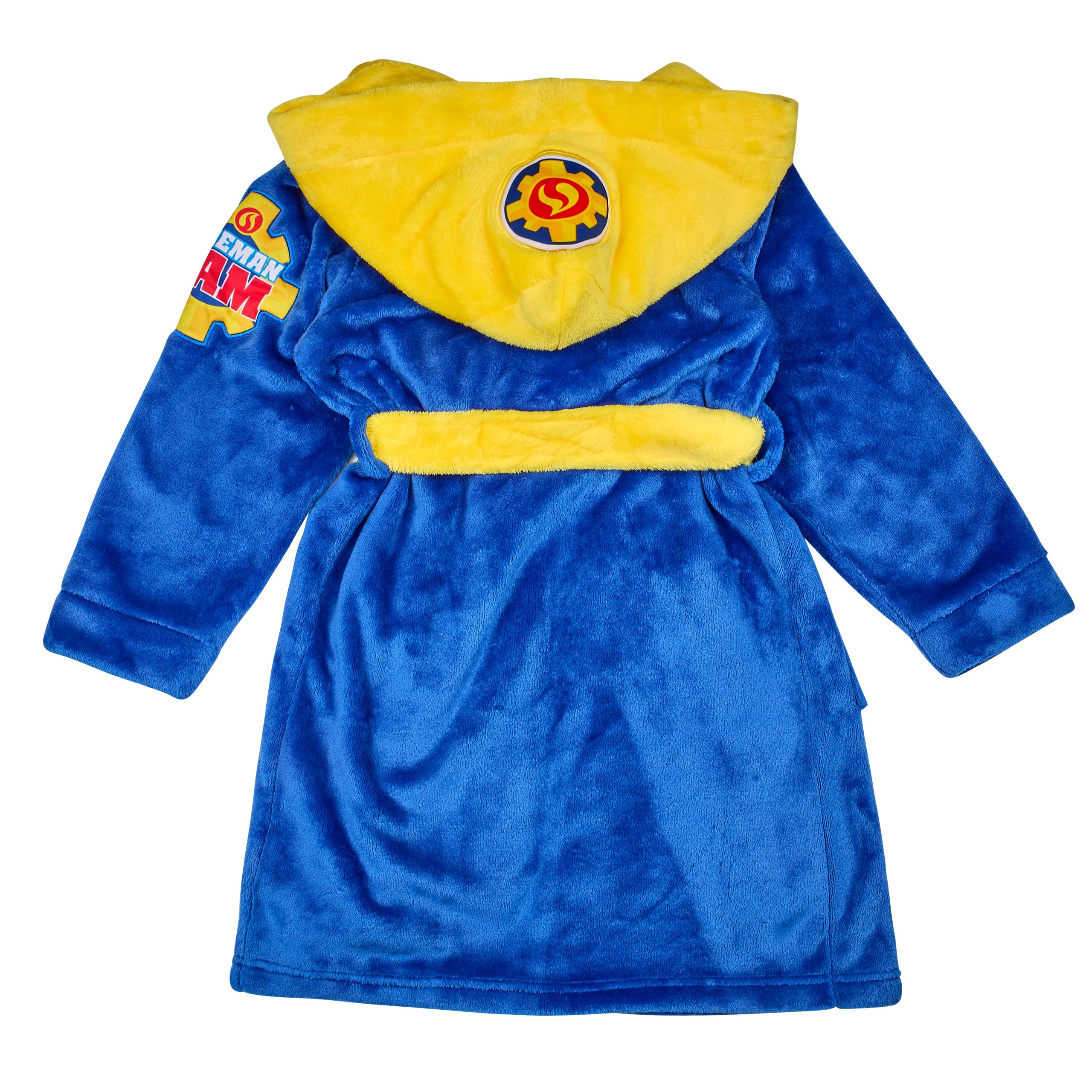 Feuerwehrmann Sam Jungen Coral Fleece Bademantel mit Kapuze Morgenmantel flauschiger Mantel Bindegürtel