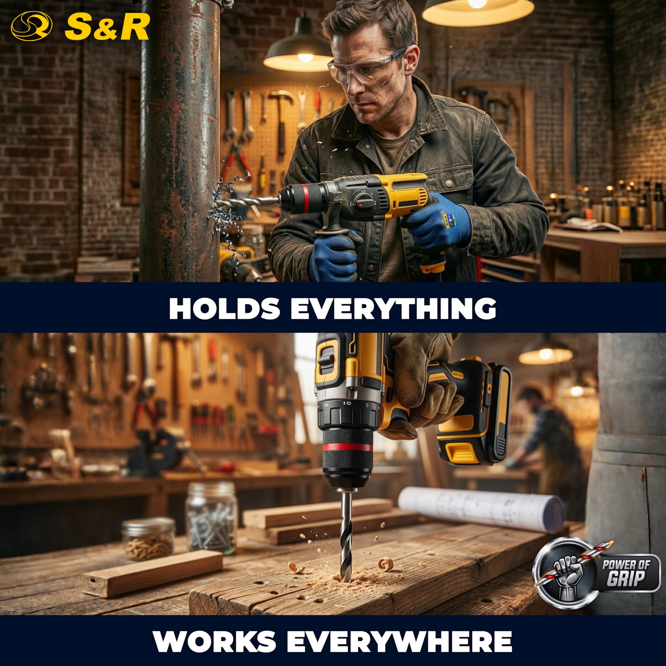 S&R Szybkozaciskowy uchwyt wiertarski 2 mm – 13 mm 1/2-20 UNF z adapterem SDS-plus i adapterem sześciokątnym HEX, szybkozaciskowy uchwyt wiertarski z gwintem, uchwyt szybkozaciskowy do wiercenia