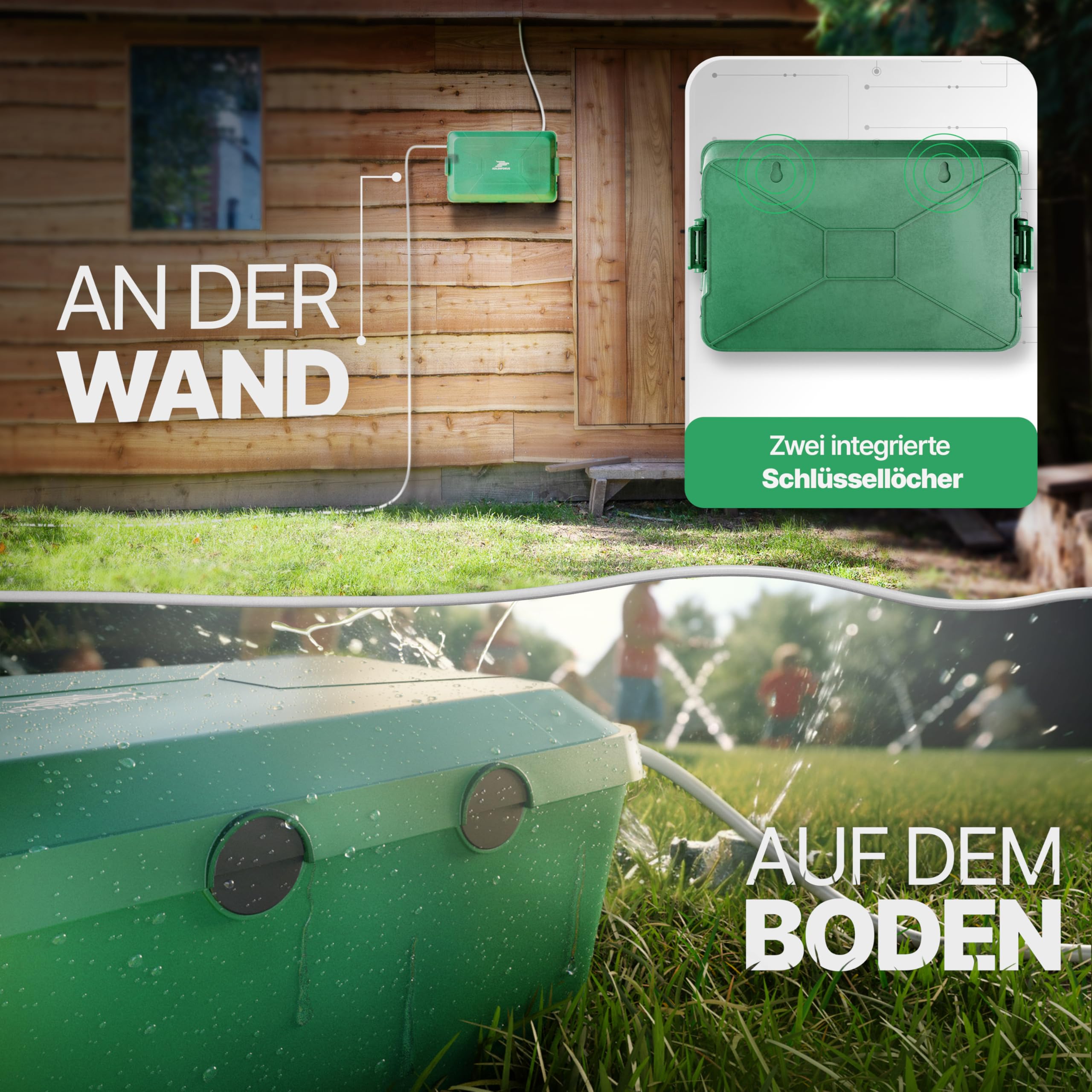 Adlerfokus Kabelbox wasserdicht IP54 [Das Original] Safe Box - Sicherheitsbox - Outdoor Box wasserdicht - Steckerschutz aussen wasserdicht - Wetterfeste Elektrobox - Schutzbox