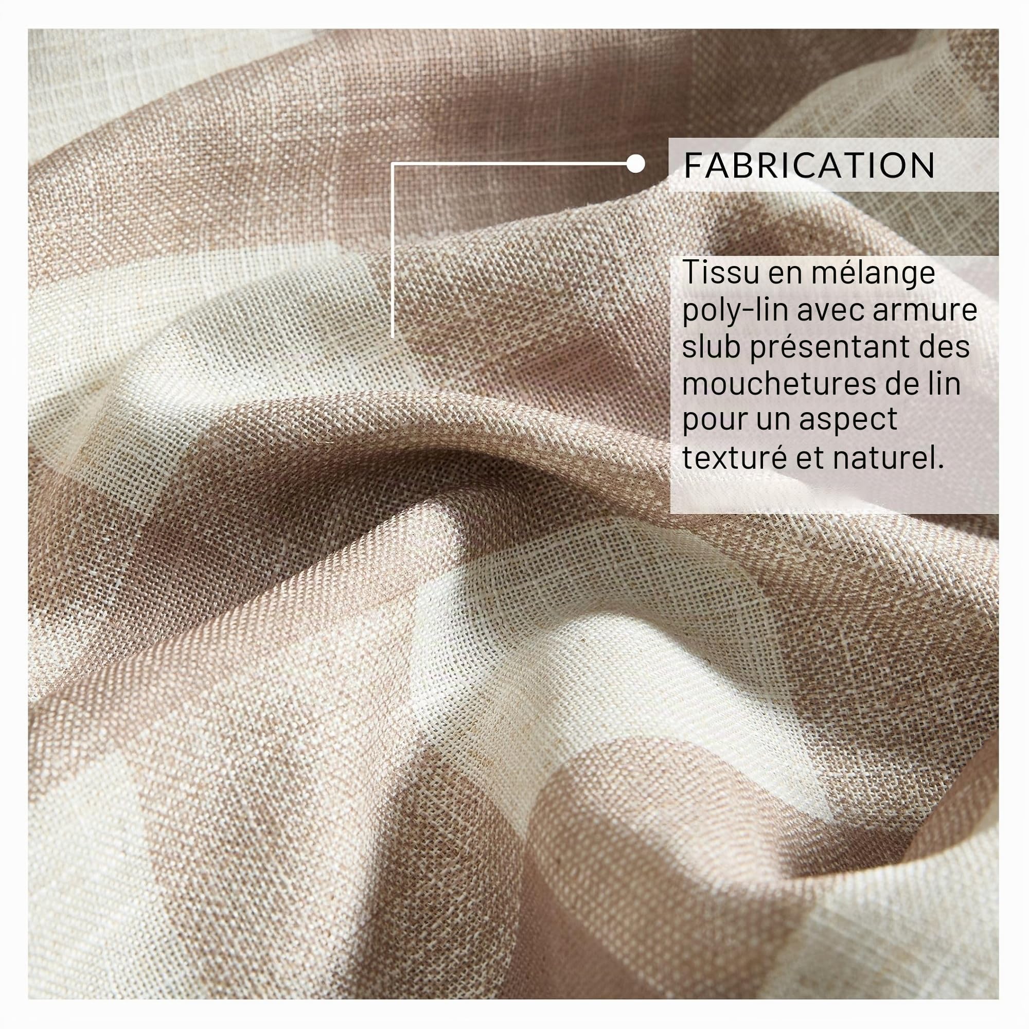 Elrene Home Fashions Farmhouse Living Grainger Rideau de fenêtre occultant à Carreaux de Buffle, pour Salon et Chambre à Coucher, 132,1 x 213,4 cm, Lin, 1 Panneau