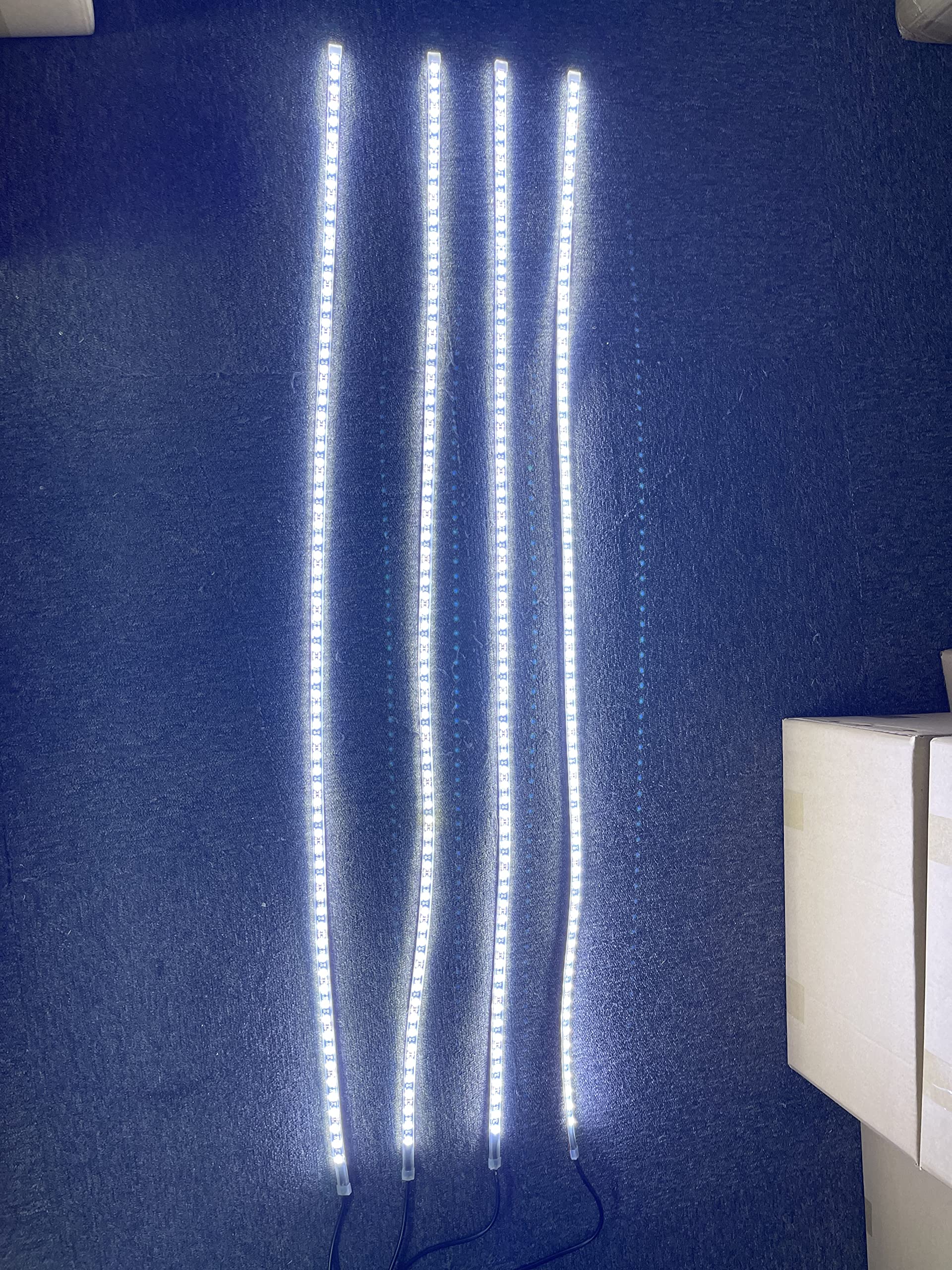 SDO 4PCS 4FT 1.2Meters White Single Row LED Light Strips LED Lights with 4Plugs Wire set Switch/Remote Ctrl IP68 for Car Truck Tire Ring Hood Light Grill Light&Making 15.5'' Pure White Rim Lights