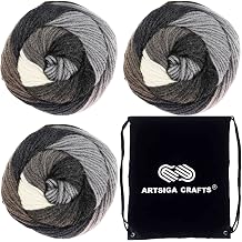 Plymouth Yarn for Knitting Hot Cakes Good Greys 0014, 3-Skeins Same Dyelot, 600 gr, 1212 yds, Worsted Weight #4, 75% Acrylic/25% Wool Blend, with Project Bag