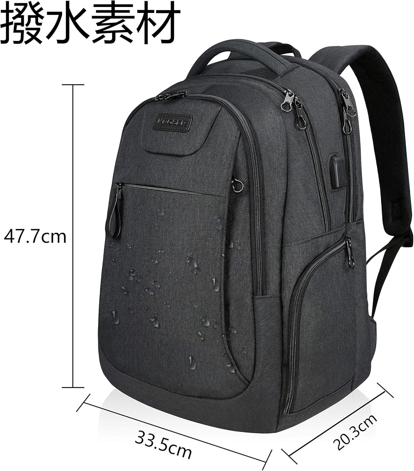[KROSER] pcバックパック17.3インチビジネスリュックpcバッグpcリュックパソコンバッグラップトップバッグ コンピュータバッグ デイパックUSB充電ポート/撥水/防水/大容量/通学/通勤/ビジネス/旅行/メンズ/レディース