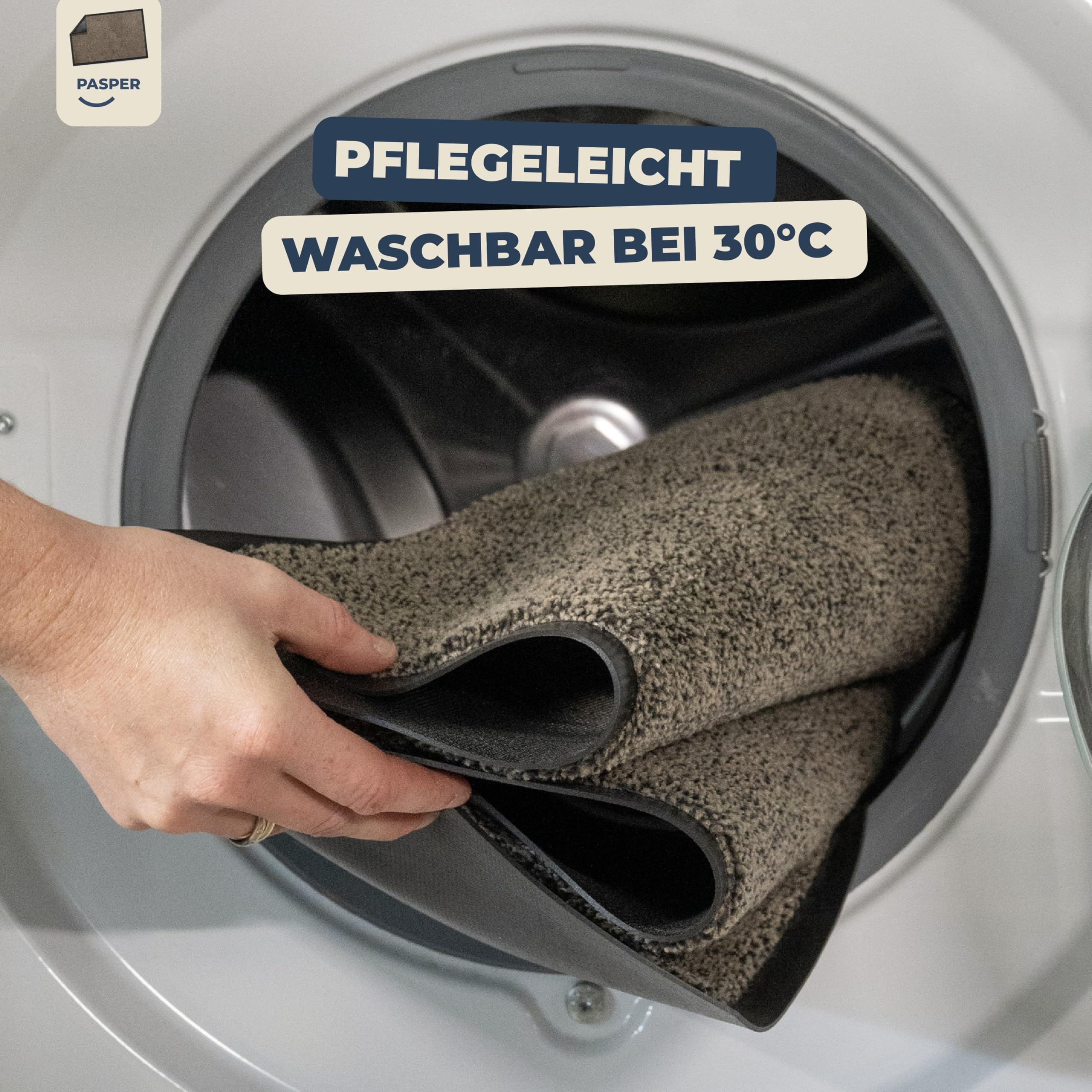Pasper Schmutzfangmatte Fußmatte innen – 90×150 cm Beige – waschbar, rutschfest, saugfähig – aus recycelten Materialien – hergestellt in Belgien