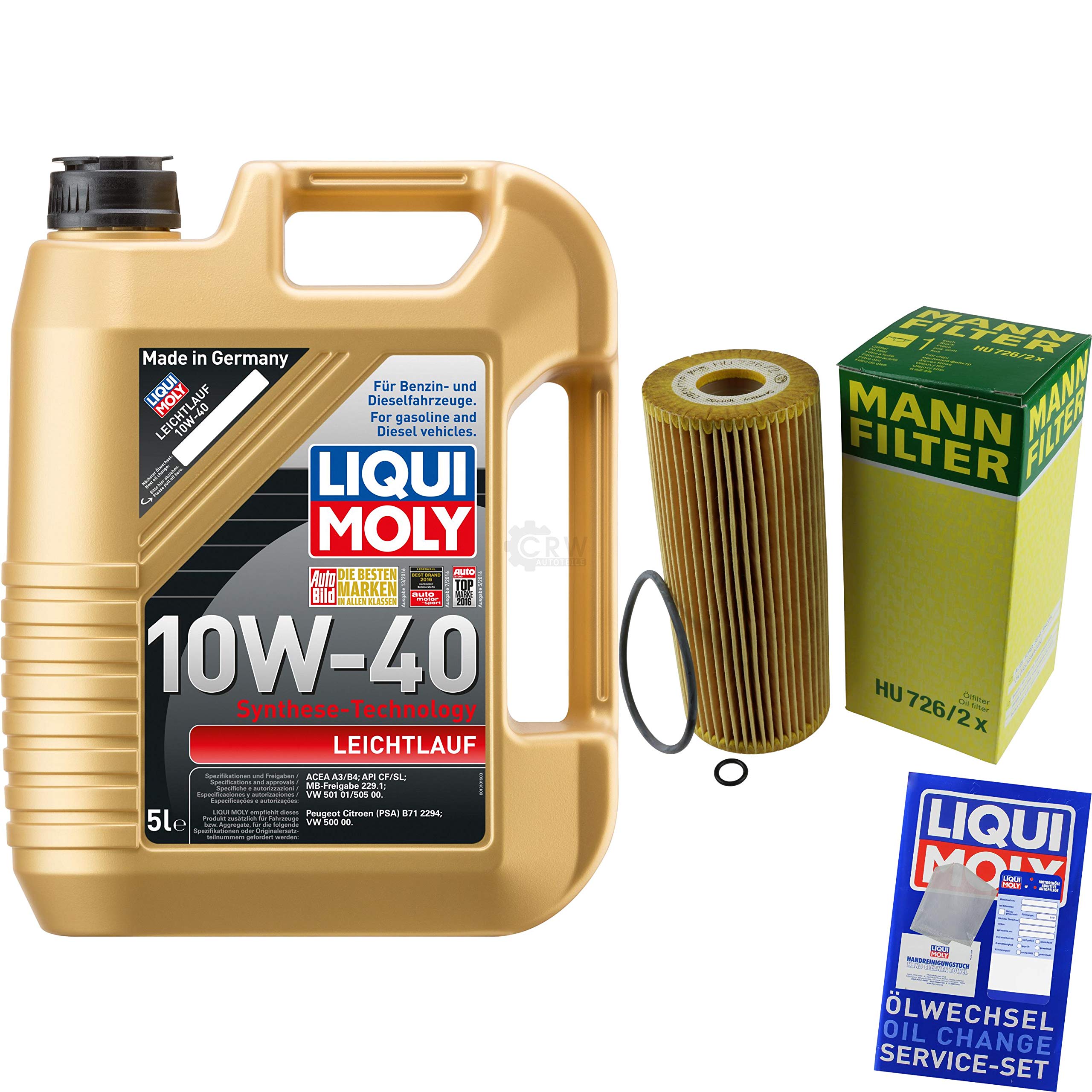 Liqui Moly - Set di filtri, 5 litri, Olio Motore Auto Leggero 10W-40 MANN-FILTER