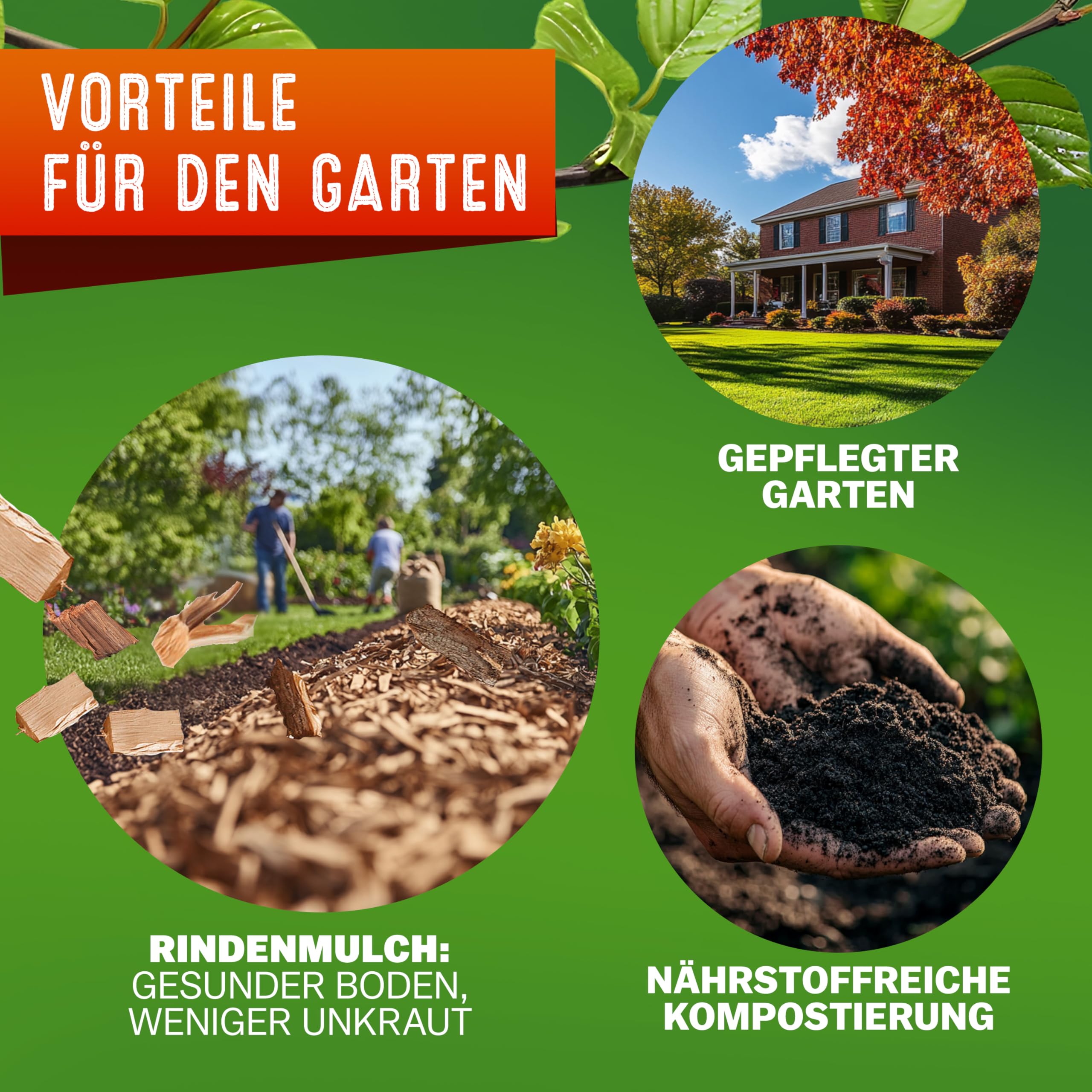 Gardebruk Leisehäcksler 3100 W 44 mm Elektrischer Gartenhäcksler Walzenhäcksler