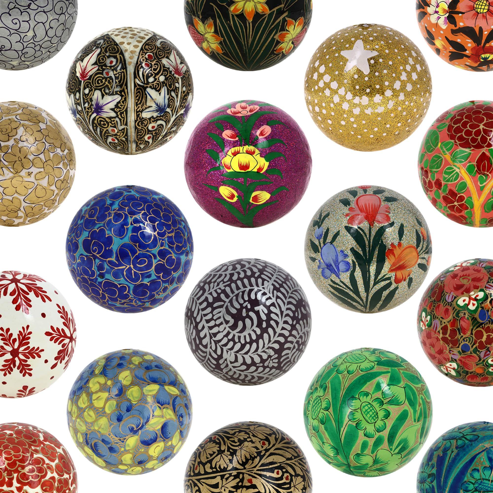 Ajuny Palline di cartapesta fatte a mano per albero di Natale, ornamenti decorativi da appendere per casa, feste, matrimoni, decorazioni natalizie, regali set di 18