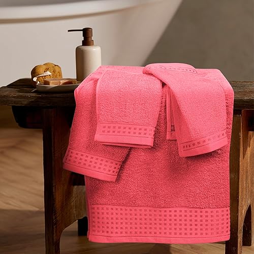 Vista 65 de GLAMBURG Juego de 6 toallas de 100% algodón ultra suave, contiene 2 toallas de baño de 28 x 55 pulgadas, 2 toallas de mano de 16 x 24 pulgadas y 2