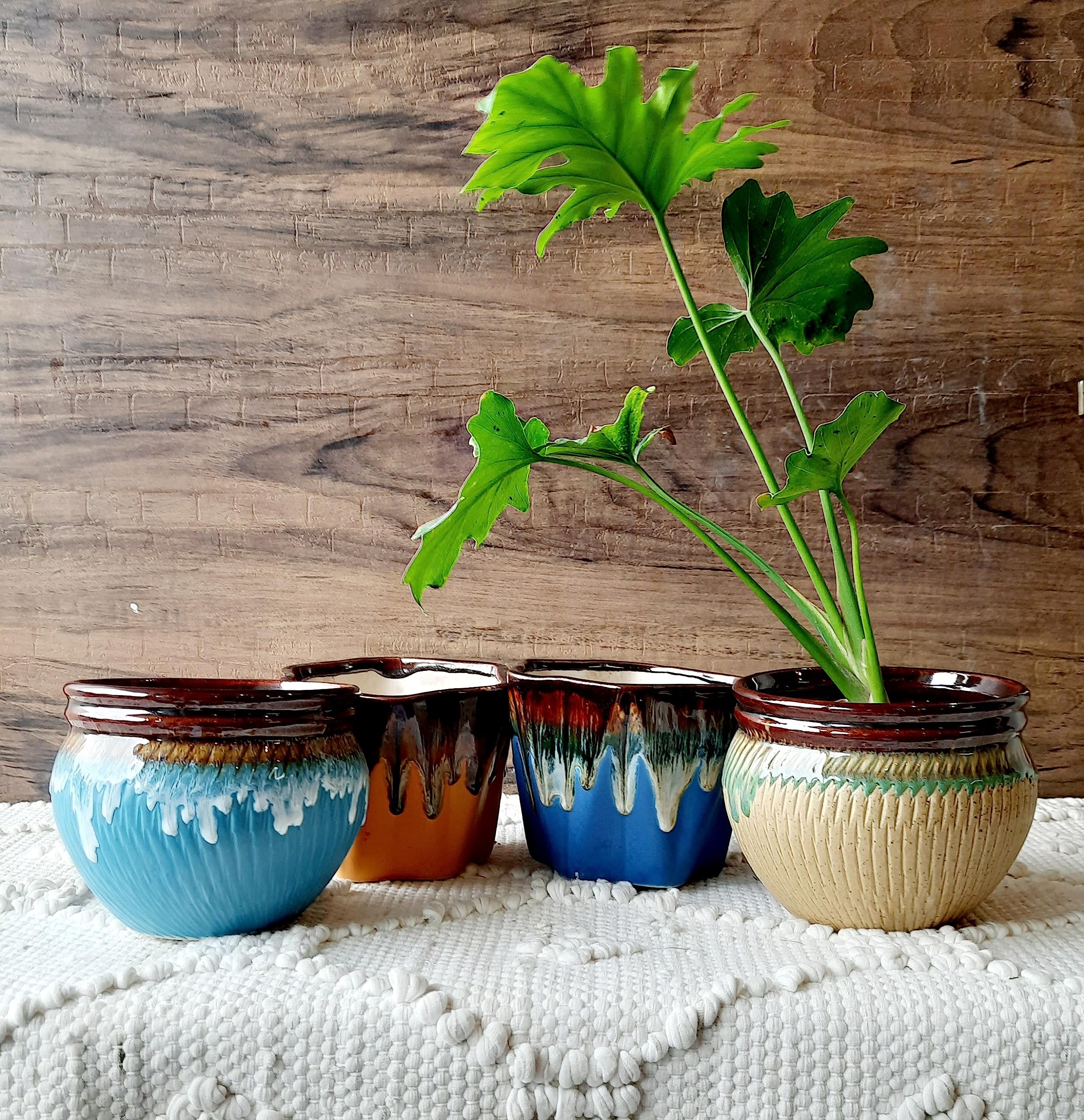 Niyara New Small Glacier Combo Blue and Cream and Yellow Glacier Look Designer Ceramic planters Pot for Indoor Outdoor Home,Garden Office Decor Balcony Flower Size- 15 cm and 12 cm Set of 4 (B0CBKLM6Q4) Amazon Price History, Amazon Price Tracker