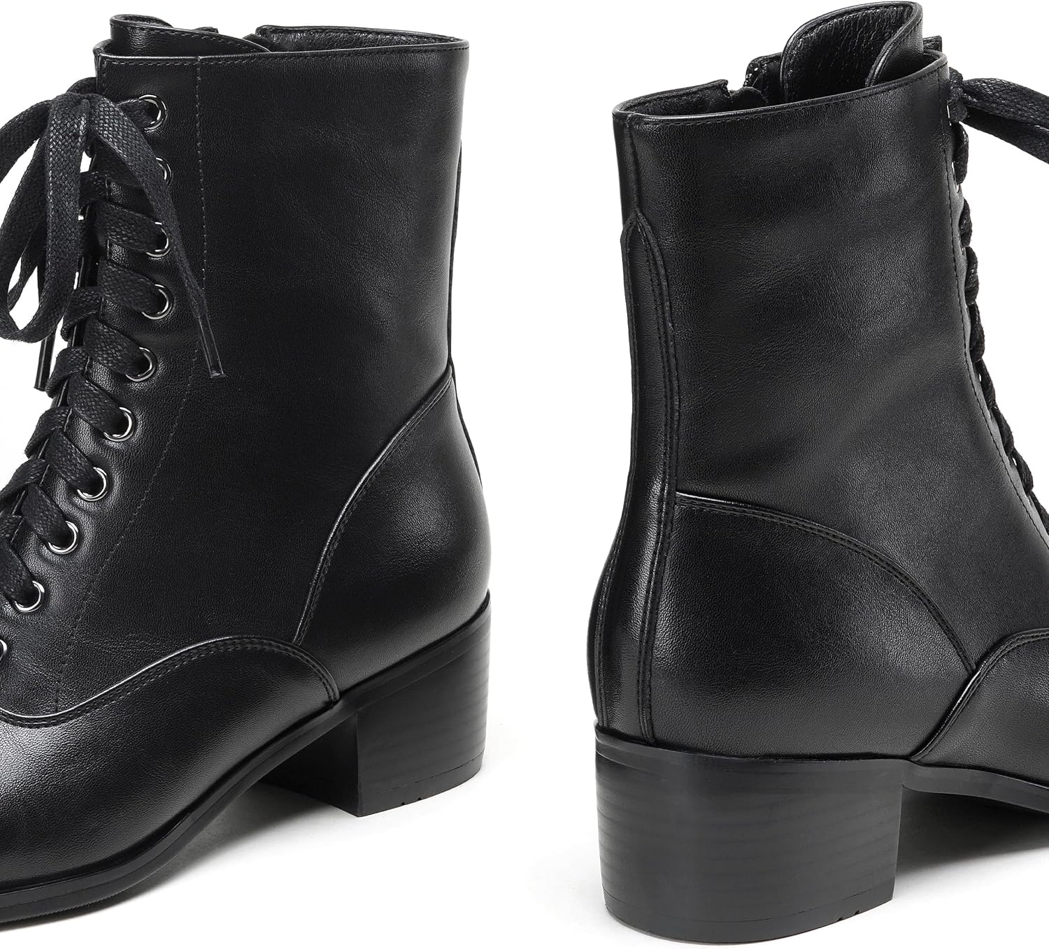 Women's Victorian Boots Vintage Lace Up Boots For Women Short Ankle Booties Side Zipper Round Toe Chunky Heel - Image 8