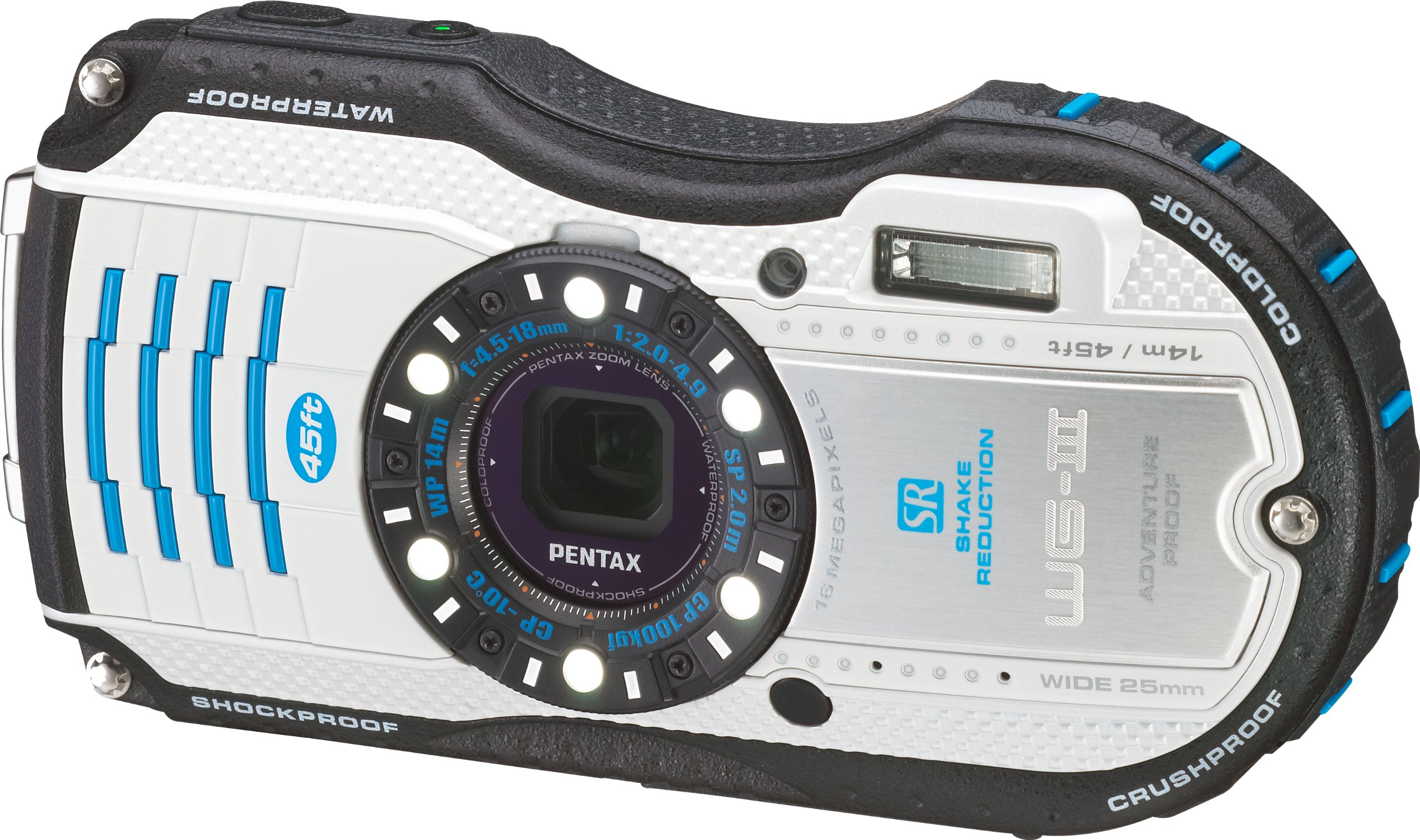 Amazon | PENTAX 防水デジタルカメラ PENTAX WG-3 ホワイトブルー 1cm 