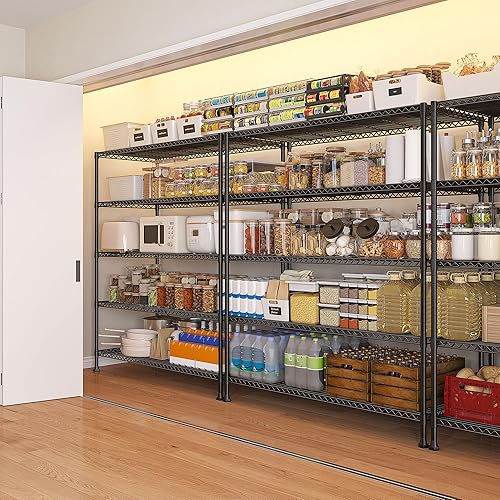 Miniatura 5 de REIBII Estantes de almacenamiento de 45.5 pulgadas de ancho, estantes de despensa de 5 niveles para estante de almacenamiento, estantería de metal