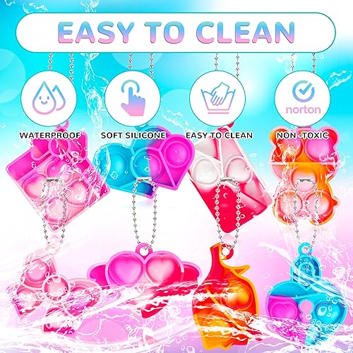 Miniatura 3 de Paquete de 32 tarjetas de regalo para el día de San Valentín para niños con mini llavero de burbujas para apretar, juguete para aliviar el estrés,