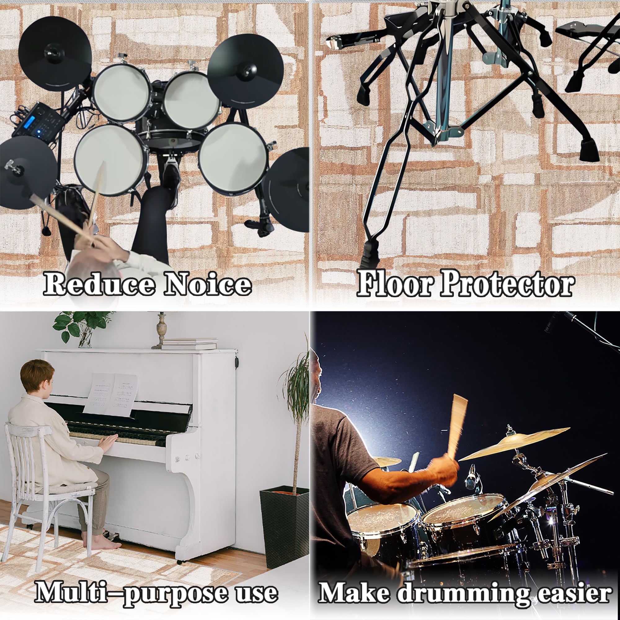 Tappetino Batteria, Tappeto per Batteria Acustica, Tappeto Insonorizzato Professionale, Drum Carpet Rugs, Elettronico Drum Tappeto, Tappeti Antiscivolo per Batteria, Tappeto per Tamburi 230 x 180 cm