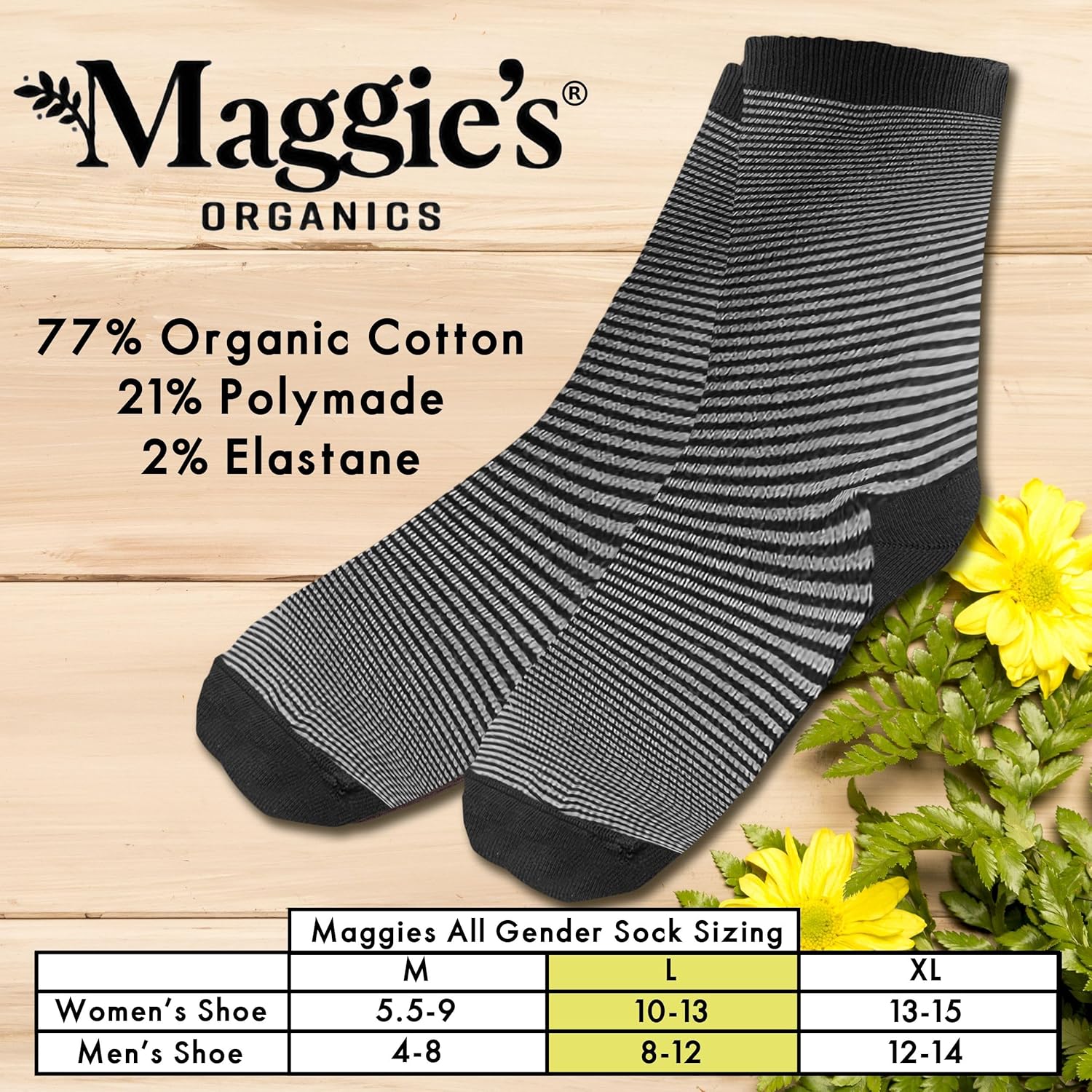 Maggie's Organic Natural Cotton Stripe Cushion Crew Socks - Image 6